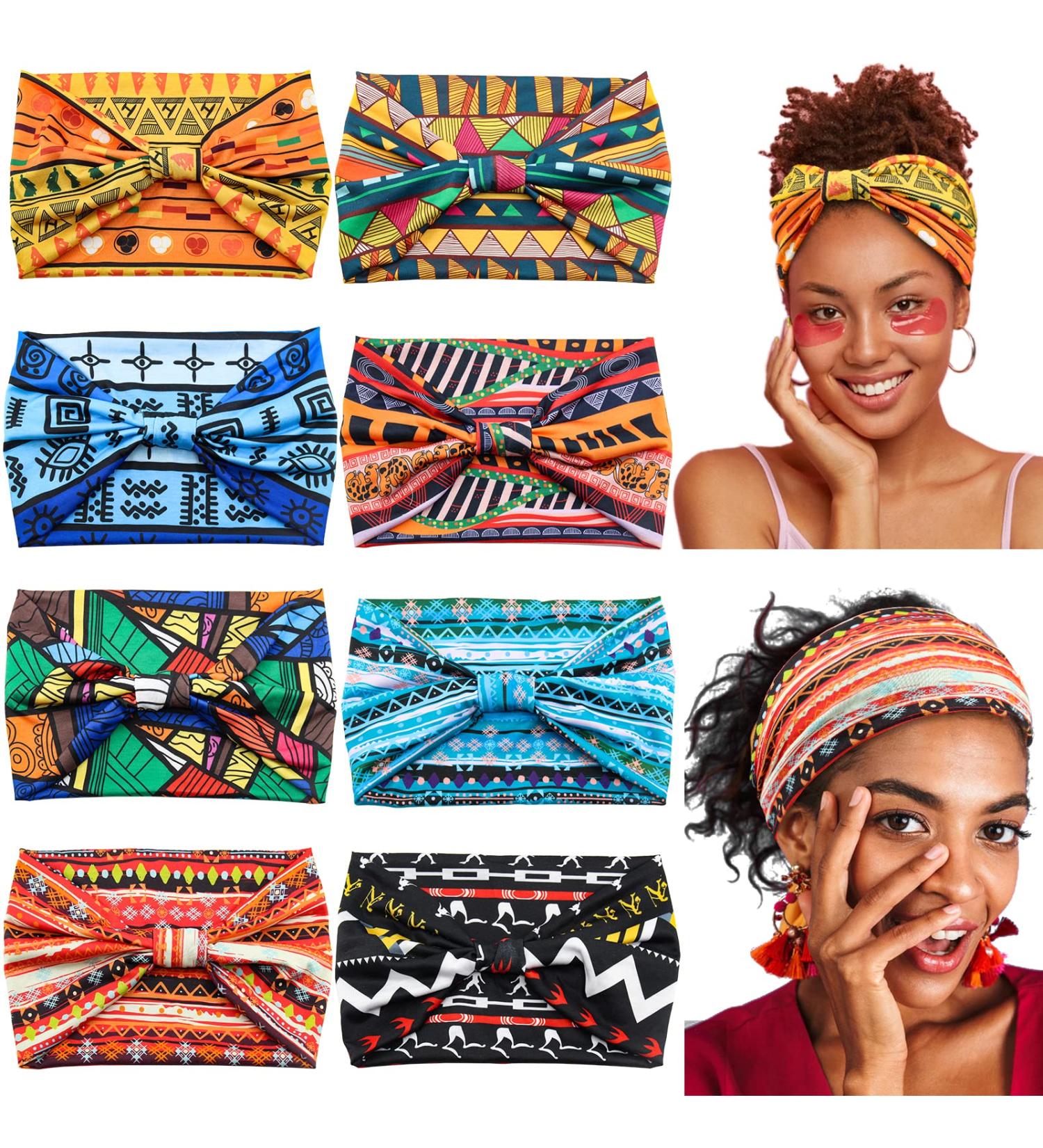 Yeshan African Headbands for Women - Wide Boho Headwraps Pack of 8 - Non Slip Turban for Hair - Perfect for Sports, Yoga, and Workouts - Buy Online on GoSupps.com