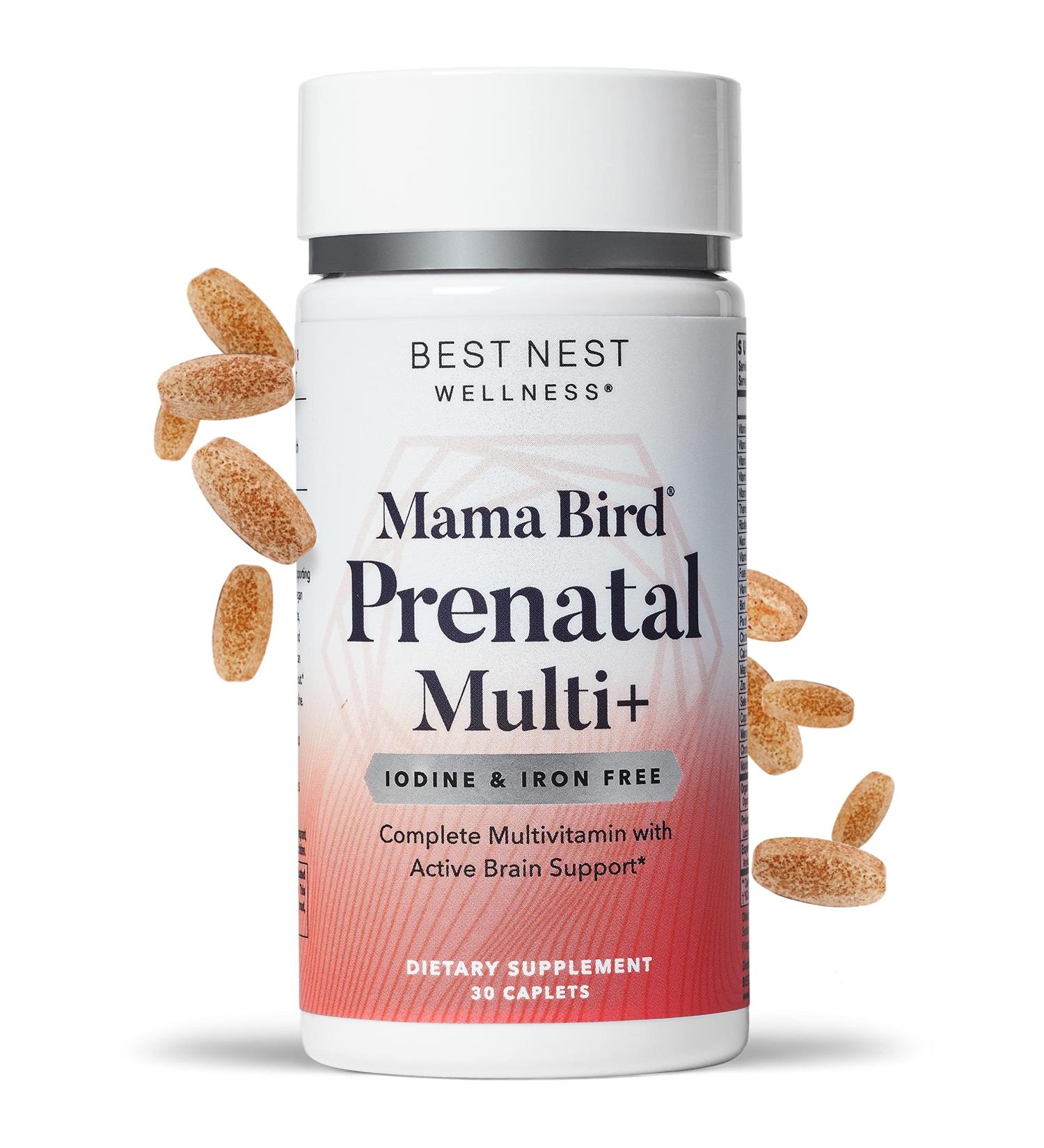 Mama Bird Prenatal Vitamin Iron-Free with Methylfolate | Vegan, Organic Herbal Blend | Healthy Pregnancy Secrets Guide Included | 30 Ct - Buy Online on GoSupps.com