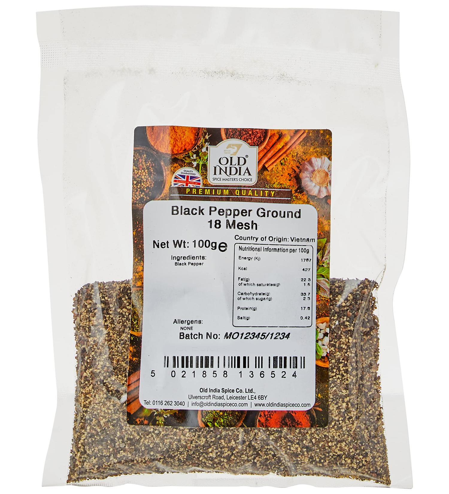 Old India Black Pepper Ground 18 Mesh - 100g | Premium Quality Spice - Buy Online on GoSupps.com