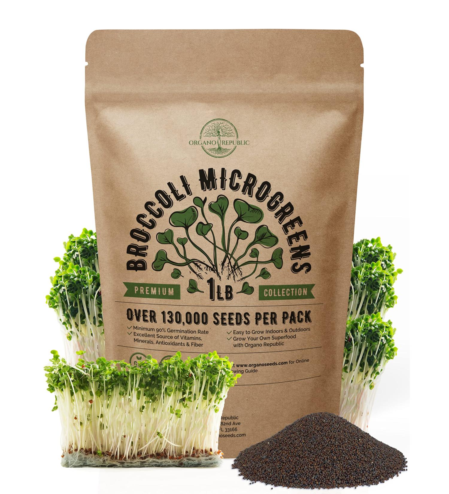 Non-GMO Heirloom Broccoli Sprout Seeds Kit - 1lb Bulk Resealable Bag for Microgreens. Ideal for Soil, Coconut Coir, Garden, Aerogarden & Hydroponic Systems - Buy Online on GoSupps.com