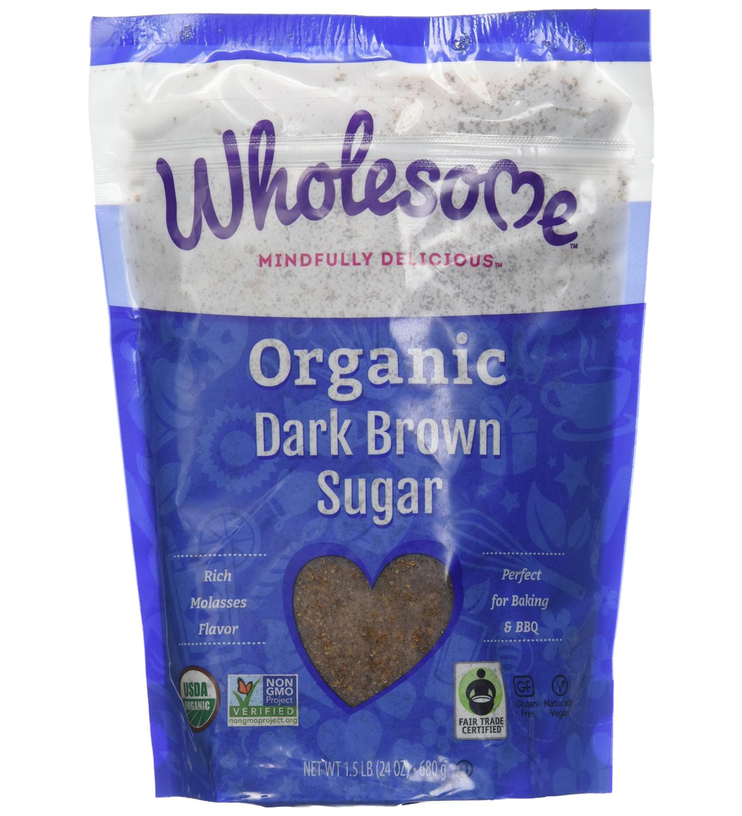 Wholesome Sweeteners Fair Trade Organic Dark Brown Sugar 24 Ounce Pouch 1.5 Pound (Pack of 1) - Buy Online on GoSupps.com