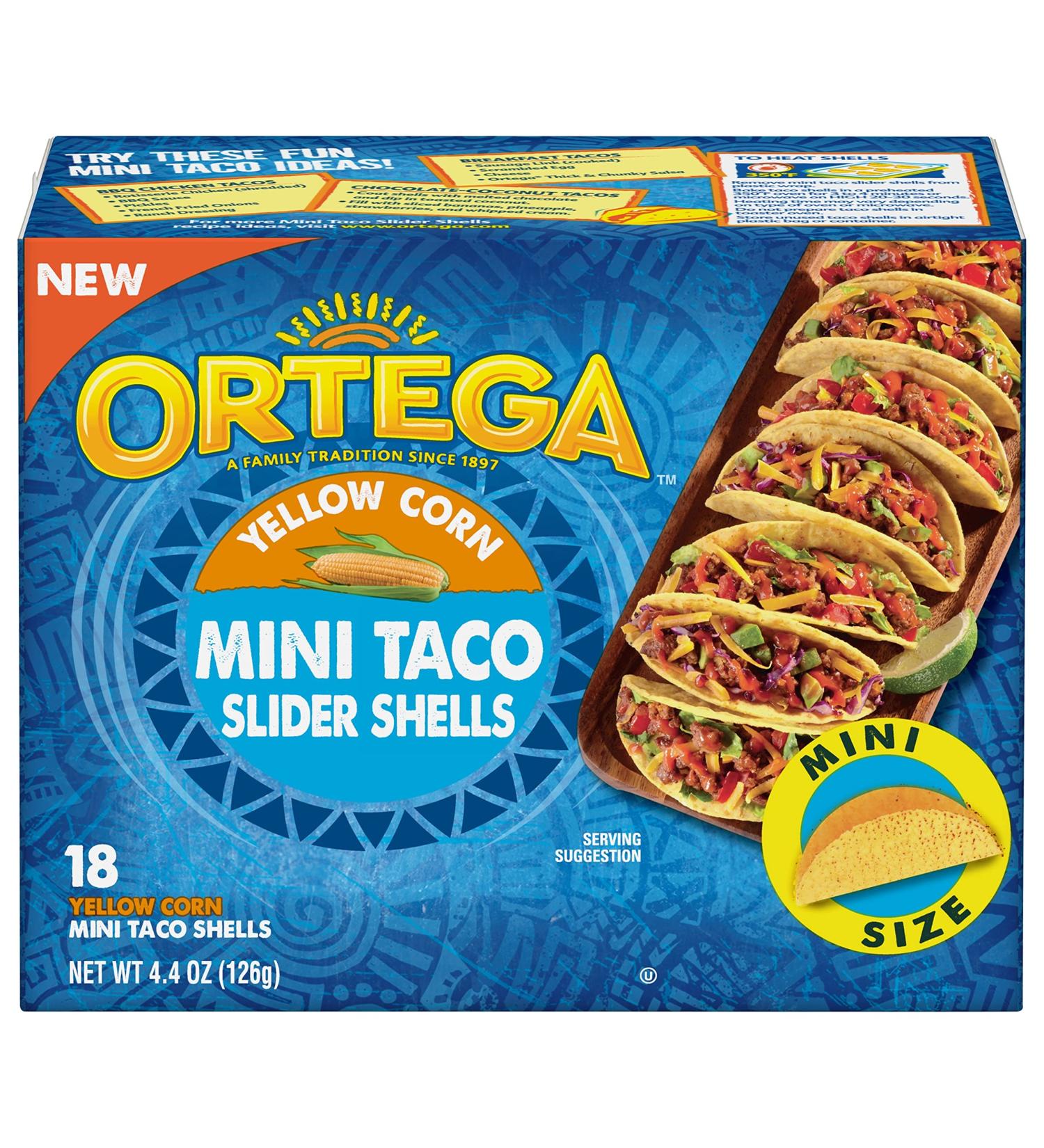 Ortega Mini Taco Slider Shells Yellow Corn 4.4 oz - 18 Count - Buy Online on GoSupps.com