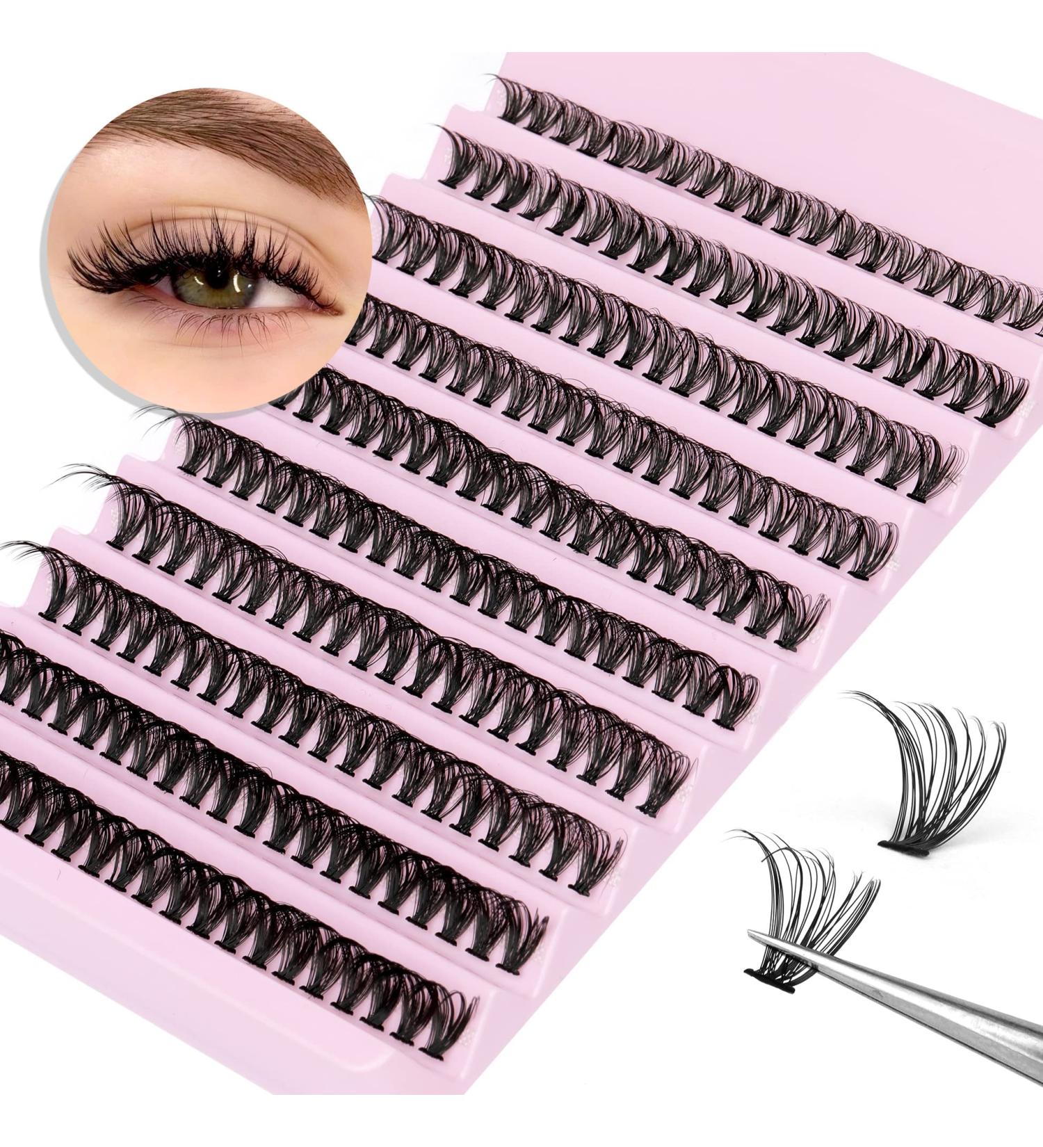 Lash Clusters 200 Pcs DIY Wispy Eyelash Extension Kit 9-16MM D Curl Natural Look Fluffy Lash Extensions for Home Use - TNFVLONEINS-(40D) - Buy Online on GoSupps.com