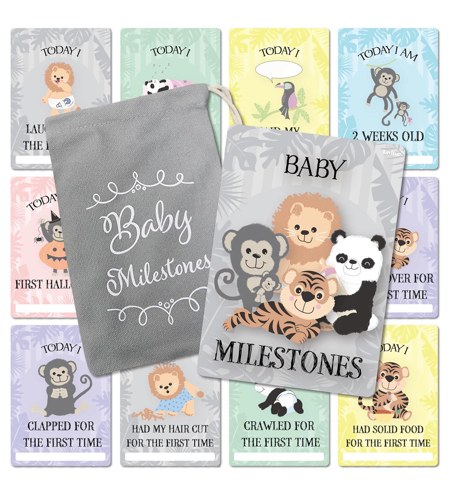 Baby Milestone Cards 57 Keepsake Moments | First Year Memories | Personalise | Unisex | Mum to be Gift | Baby ... - Buy Online on GoSupps.com
