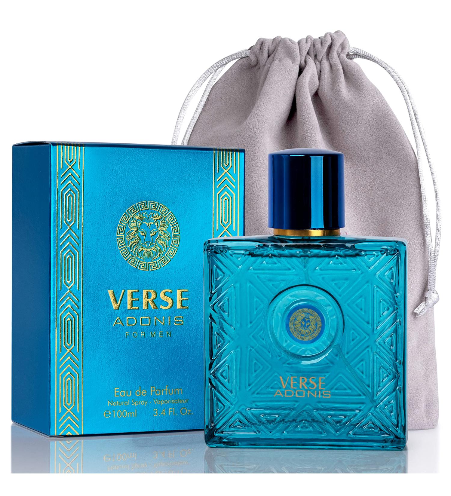 Verse Adonis Men's Perfume - 3.4 Fl. Oz. 100ml with NovoGlow Carrying Pouch | Woody Floral & Fruity Scents - Long-Lasting Masculine Fragrance | Perfect Gift for Any Occasion - Buy Online on GoSupps.com