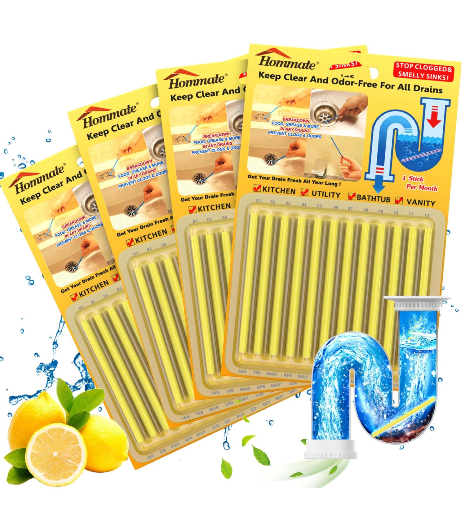 Drain Cleaner Sticks - DrainStix Cleaner Removes Clogs Odors Sink Disposable Drain Stix Sticks for Drains As Seen On TV lemon-Y - Buy Online on GoSupps.com