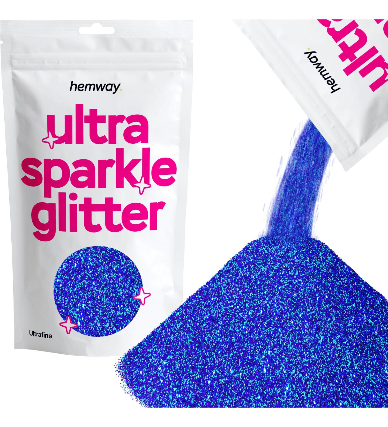Hemway Sapphire Blue Ultrafine Glitter 100g - Cosmetic Safe Extra Fine Glitter 1/128 - Buy Online on GoSupps.com