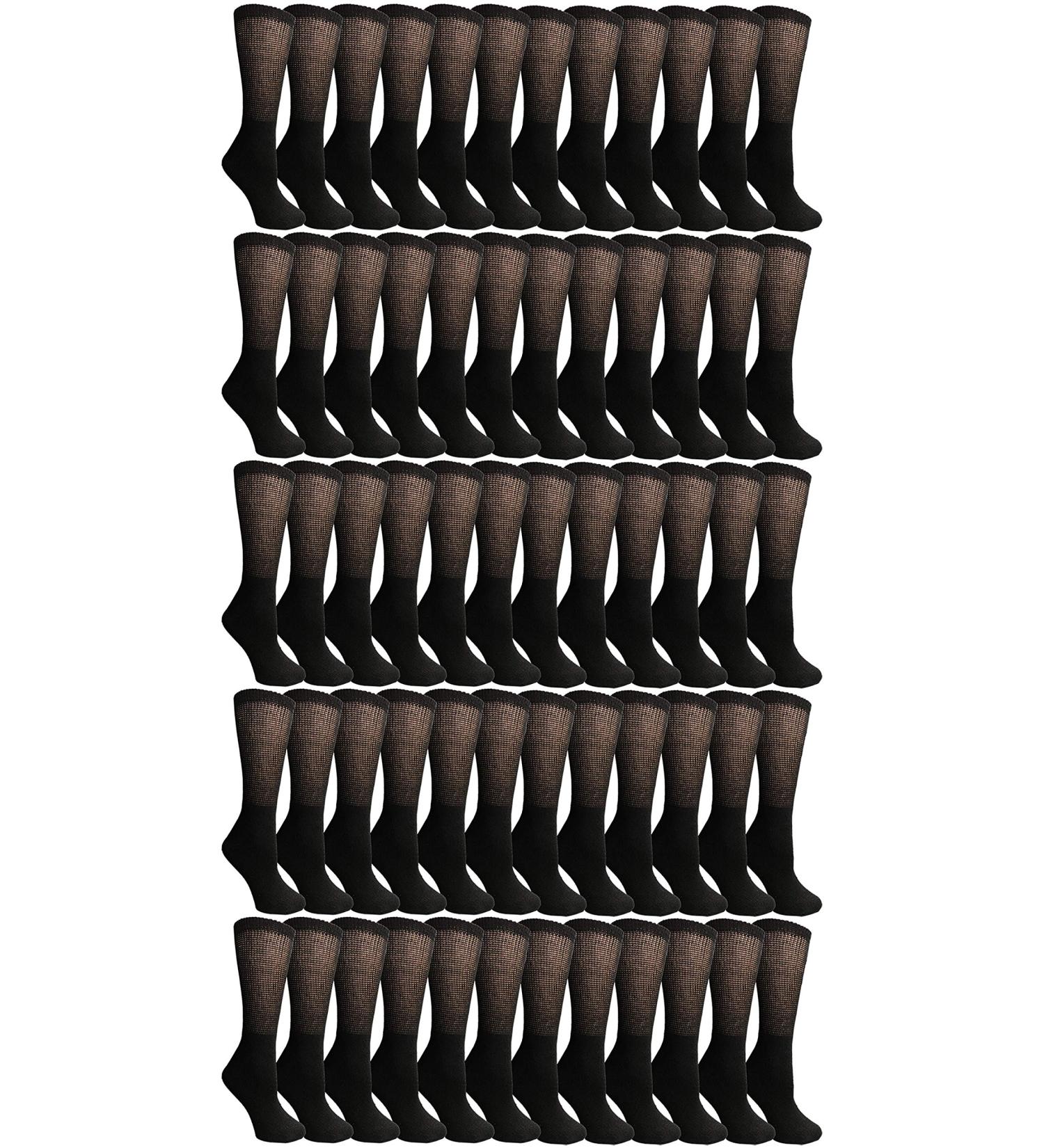Yacht & Smith 60 Pack Black Cotton Diabetic Crew & Ankle Socks for Men - Loose Fit Top, Non-Binding, Medical Grade - Buy Online on GoSupps.com