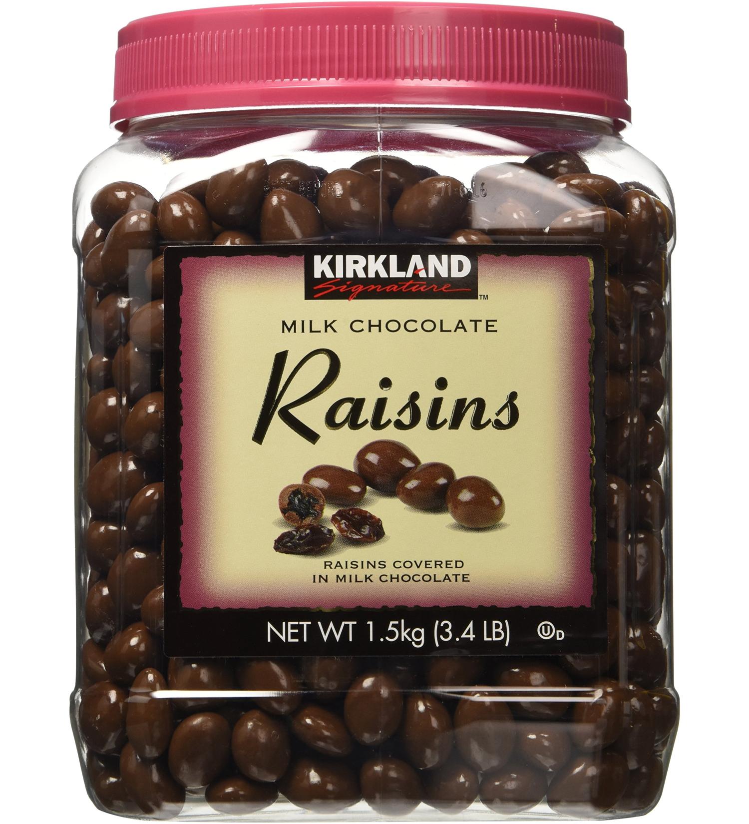 Kirkland Signature Milk Chocolate Raisins 108 Ounce - 2 Pack | Bulk Chocolate Covered Raisins - Buy Online on GoSupps.com