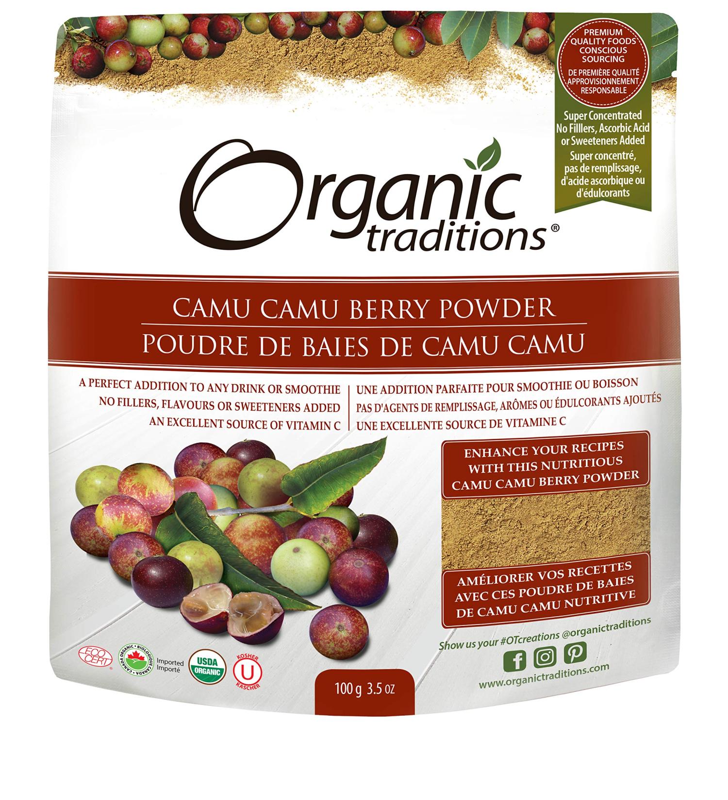 Organic Traditions Camu Camu Berry Powder 3.5 oz - Superfood Boost for Immunity & Wellness - Buy Online on GoSupps.com