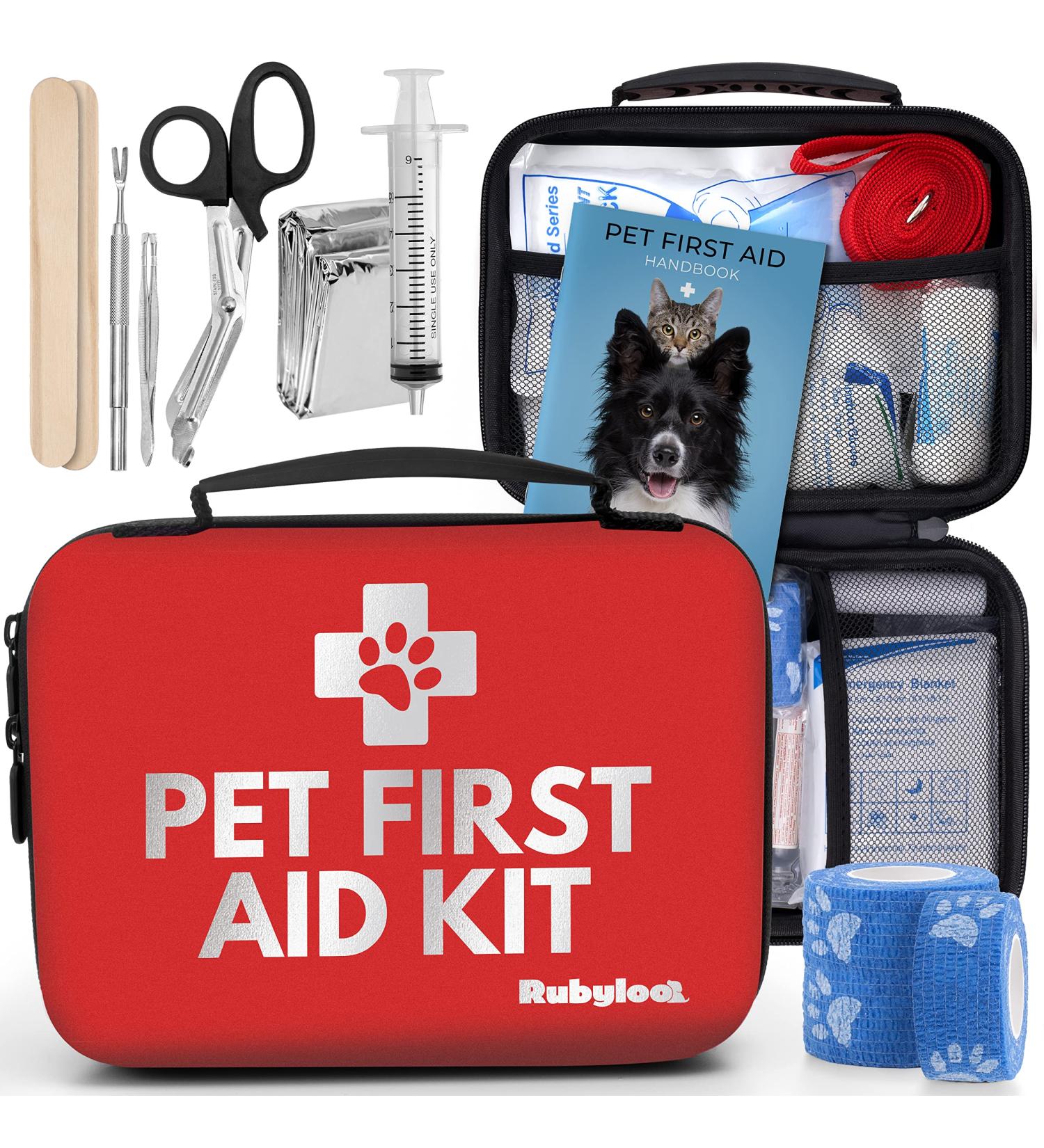 Dog First Aid Kit - Pet First Aid Supplies with Tick Remover, Slip Leash & 53 Essential Pieces for Home, Office, Car & Travel - Buy Online on GoSupps.com