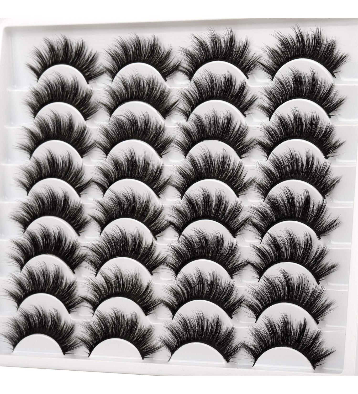 Yawamica 3D Mink Fluffy False Eyelashes Pack - 16 Pairs Natural and Dramatic Faux Mink Lashes - Handmade 18MM Multipack - Desire - Buy Online on GoSupps.com