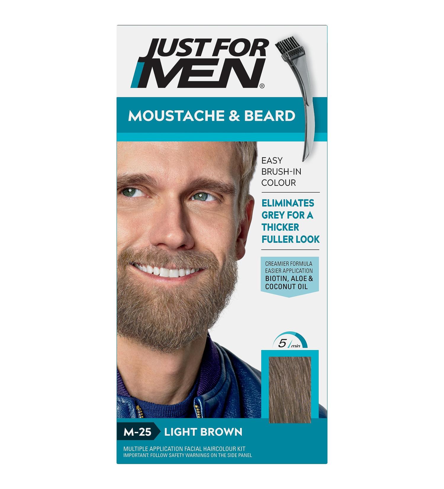 Just For Men Light Brown Beard & Moustache Paint Removes Gray Hair & Gives a Thicker Fuller Look M25 - Buy Online on GoSupps.com