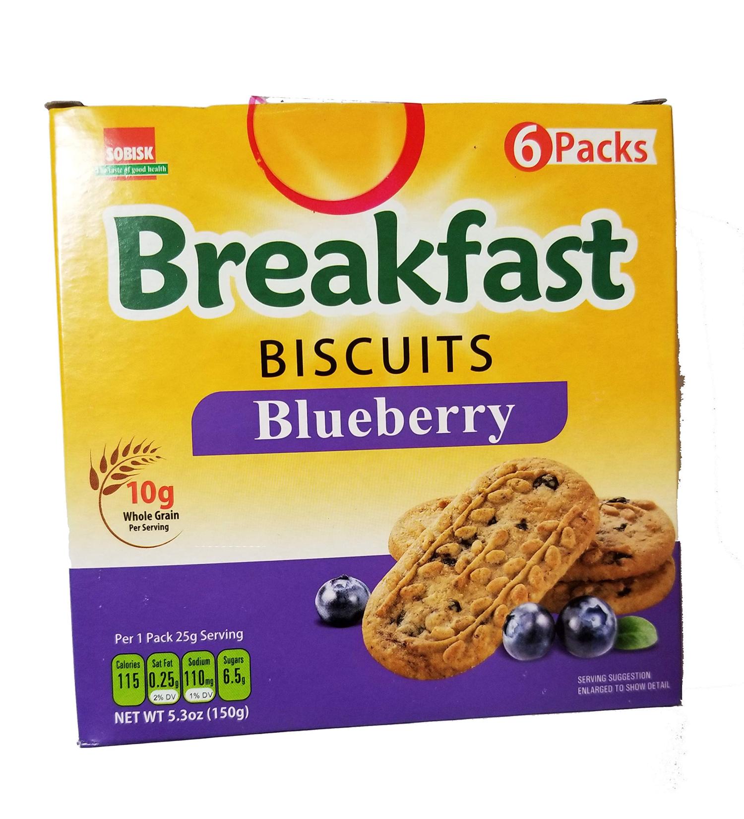 Sobisk Blueberry Breakfast Cookies Biscuits - 6 Packs, 5.3 oz | Delicious and Nutritious Treat - Buy Online on GoSupps.com