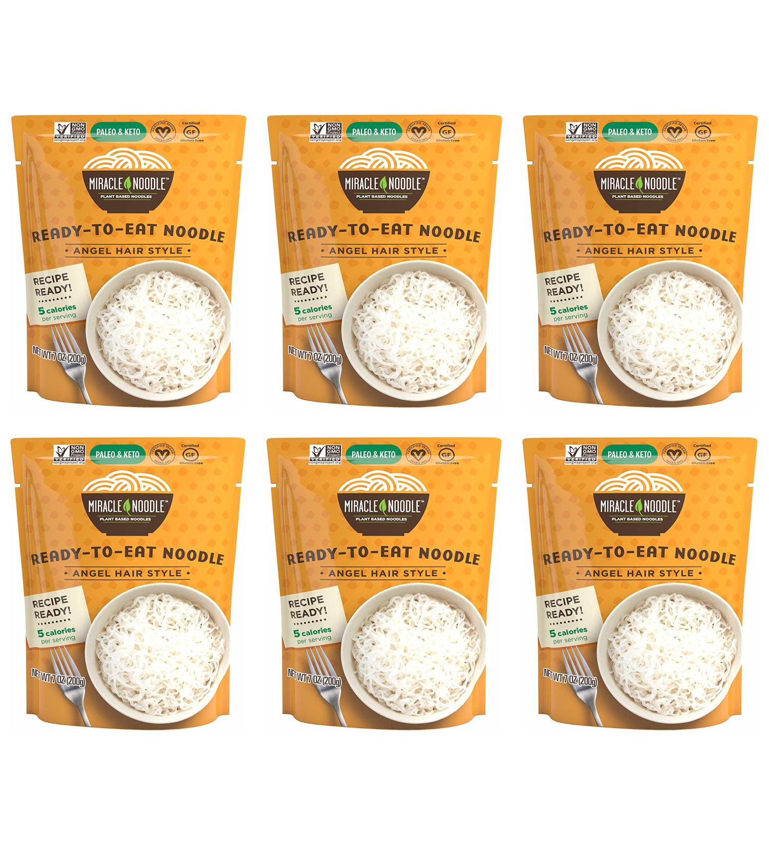 Miracle Noodle Angel Hair Shirataki Noodles - Ready To Eat Konjac Noodle - Keto, Paleo, Vegan - Gluten Free, Low Carb, Low Calorie, Soy Free - 7 Ounce (Pack Of 6) - Buy Online on GoSupps.com