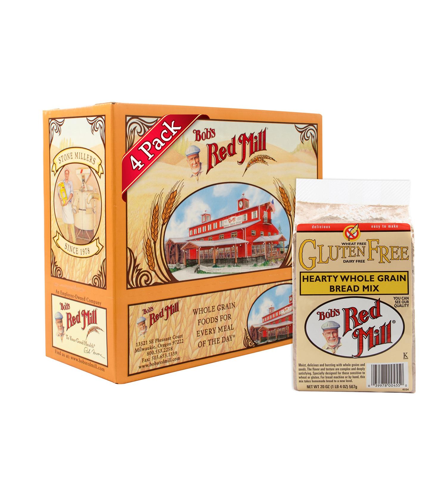 Bob's Red Mill Gluten Free Hearty Whole Grain Bread Mix 20-ounce (Pack of 4) - Buy Online For Delicious Homemade Bread - Buy Online on GoSupps.com