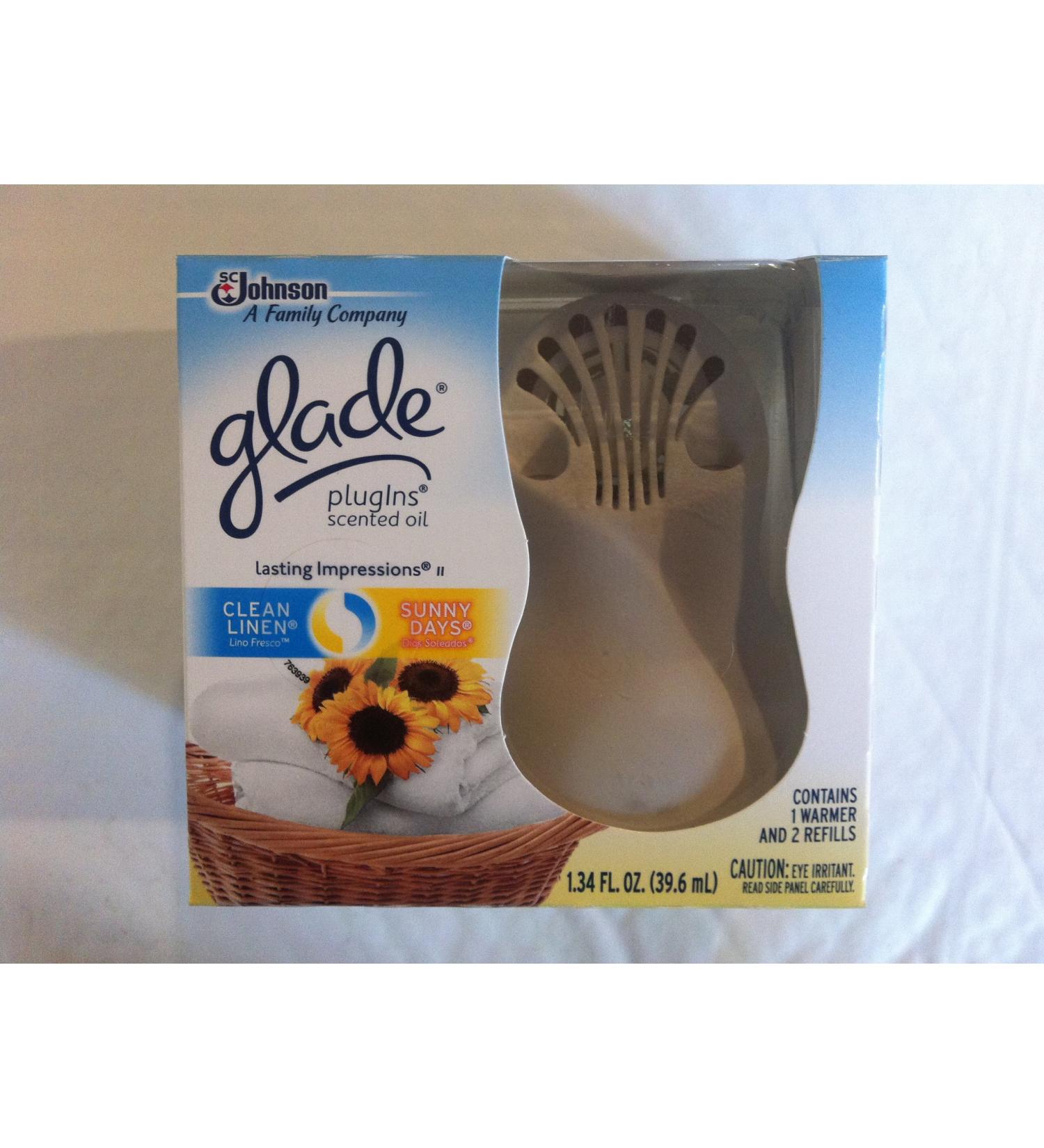Glade Plugins Scented Oil Air Freshener Kit - Clean Linen Scent - 2 Refills & 1 Warmer