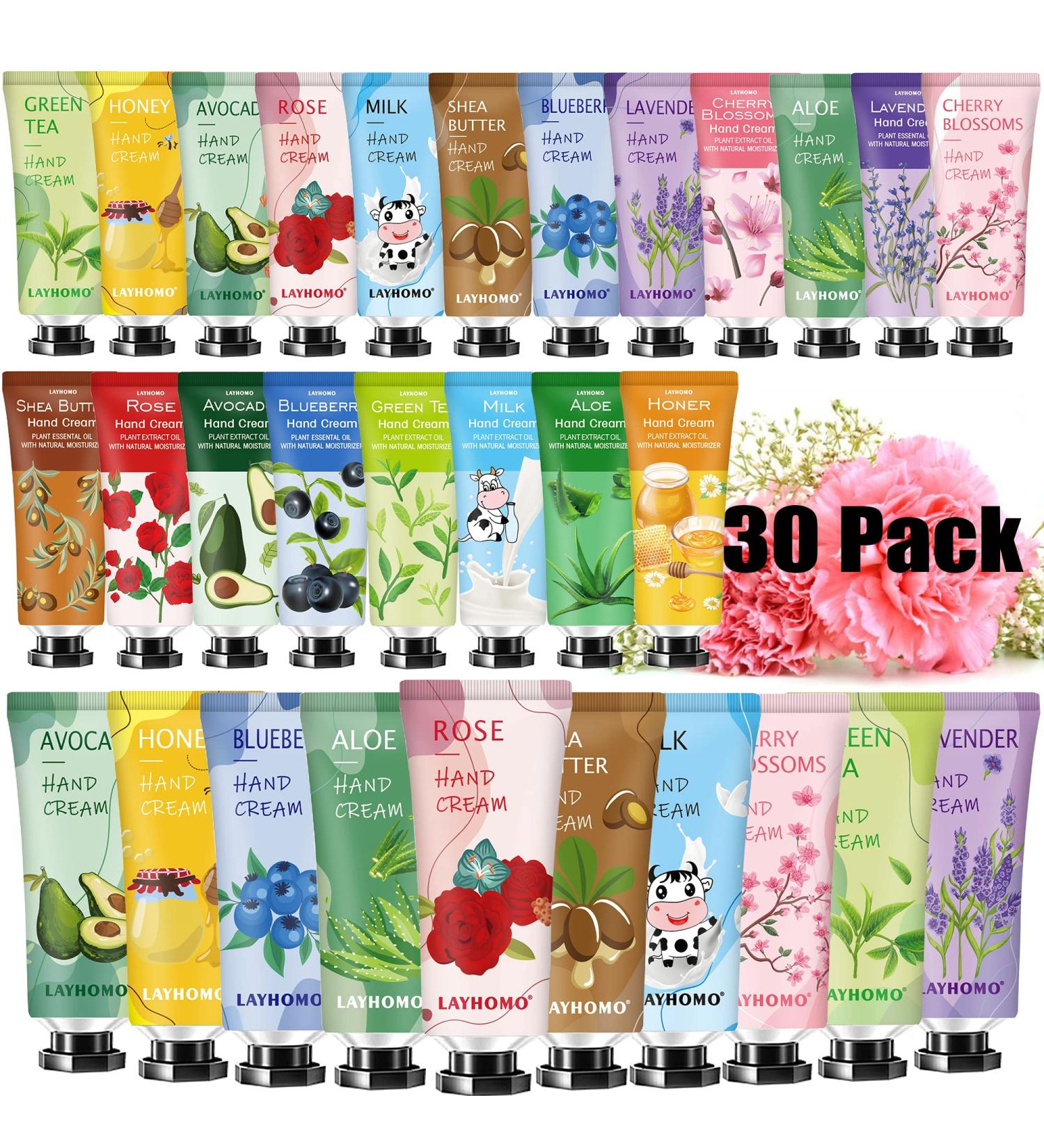 30 Pack Natural Plant Fragrance Hand Cream Gifts Set for Women - Moisturizing Travel Size Lotion with Shea Butter for Dry Cracked Hands - Perfect Mother's Day Gift - Buy Online on GoSupps.com