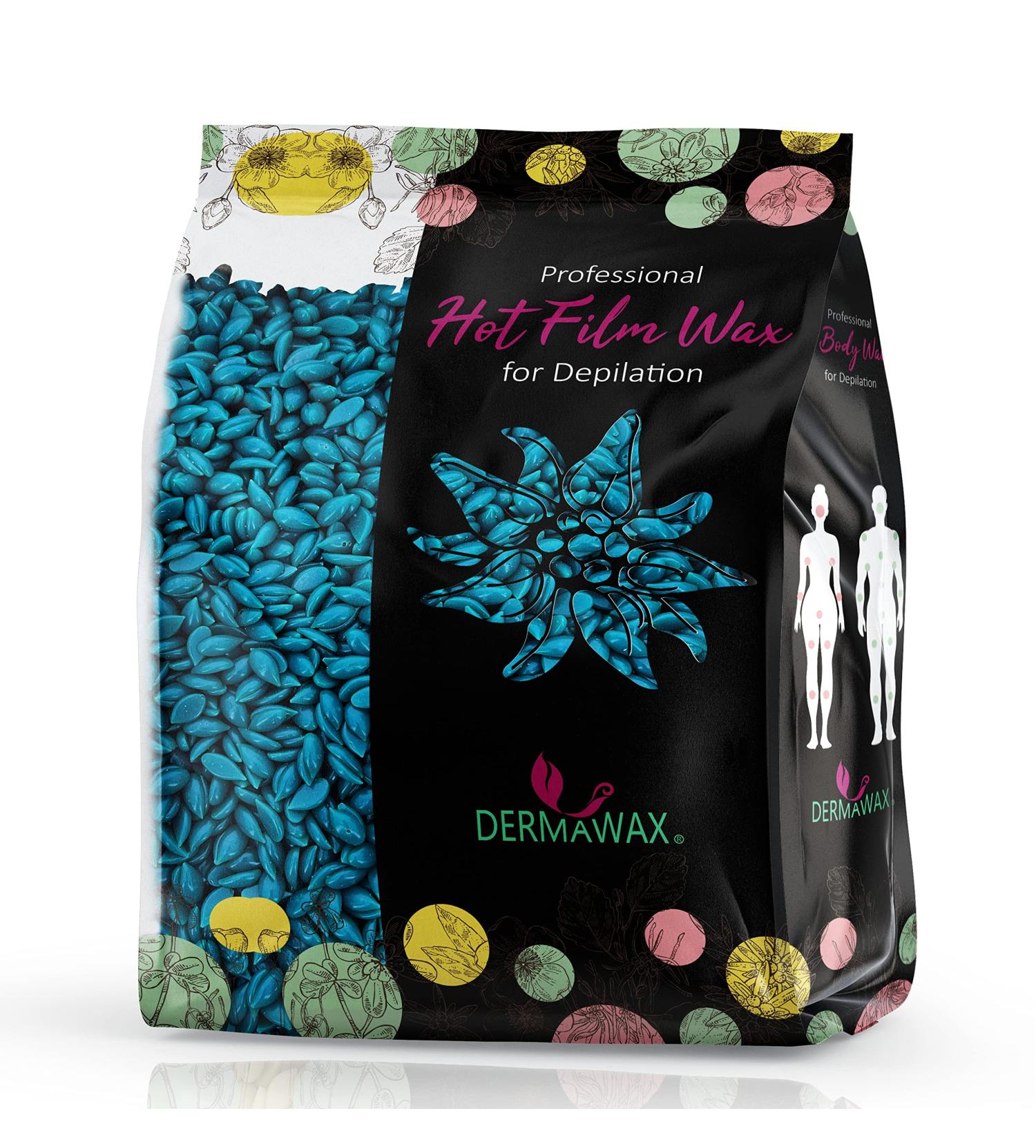 Dermawax Azulen Film Wax with Coconut Oil - Professional Hard Wax for Hair Removal (500g) - Ideal for Face Legs Arms & More - Buy Online on GoSupps.com