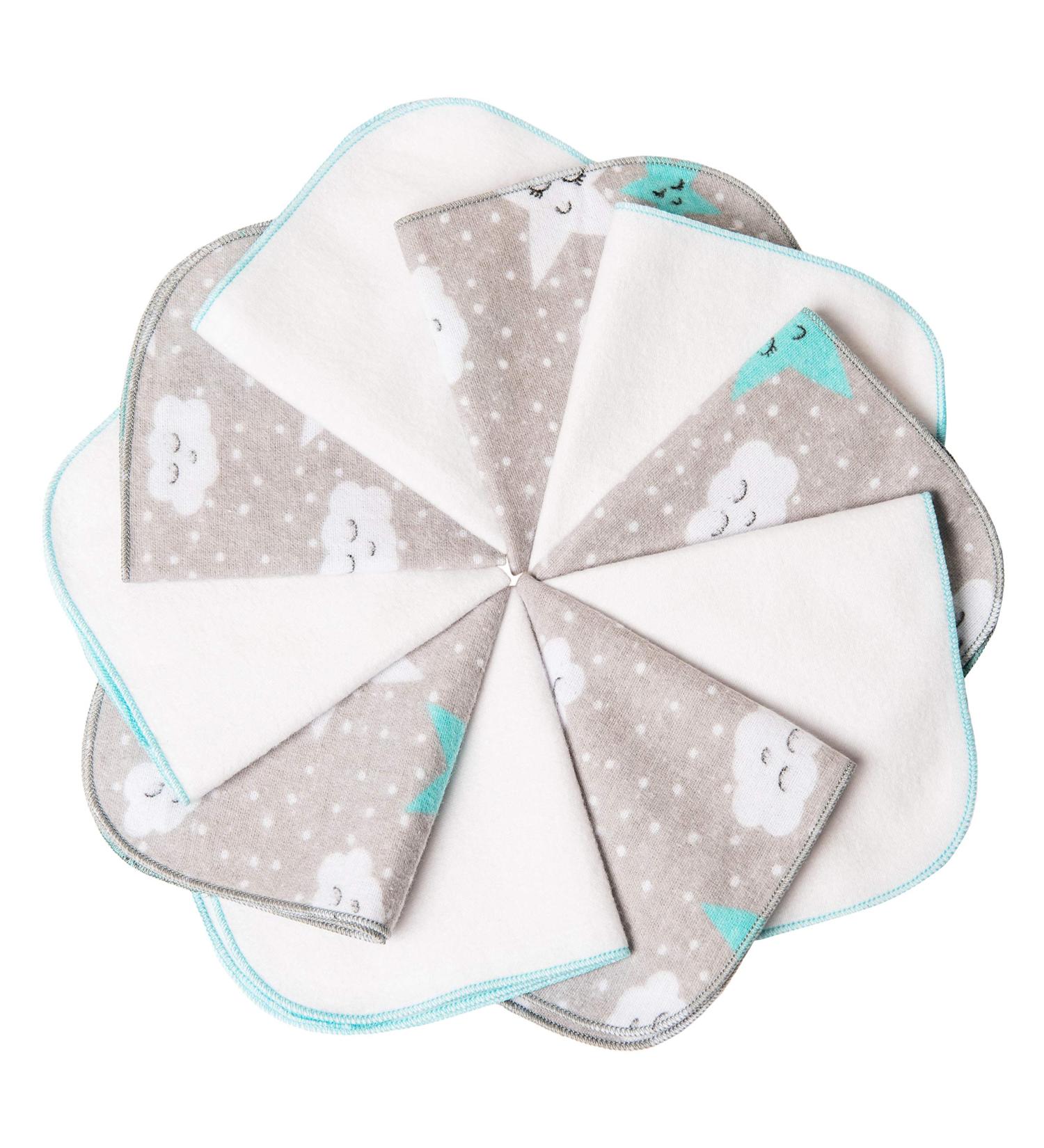 Mimadu Moltonche Baby Wash Schlopen | Oeko-Tex Baby Baden Accessories Set for Boys & Girls | 10-Pack 25x25 cm | Soft White & Turquoise - Buy Online on GoSupps.com