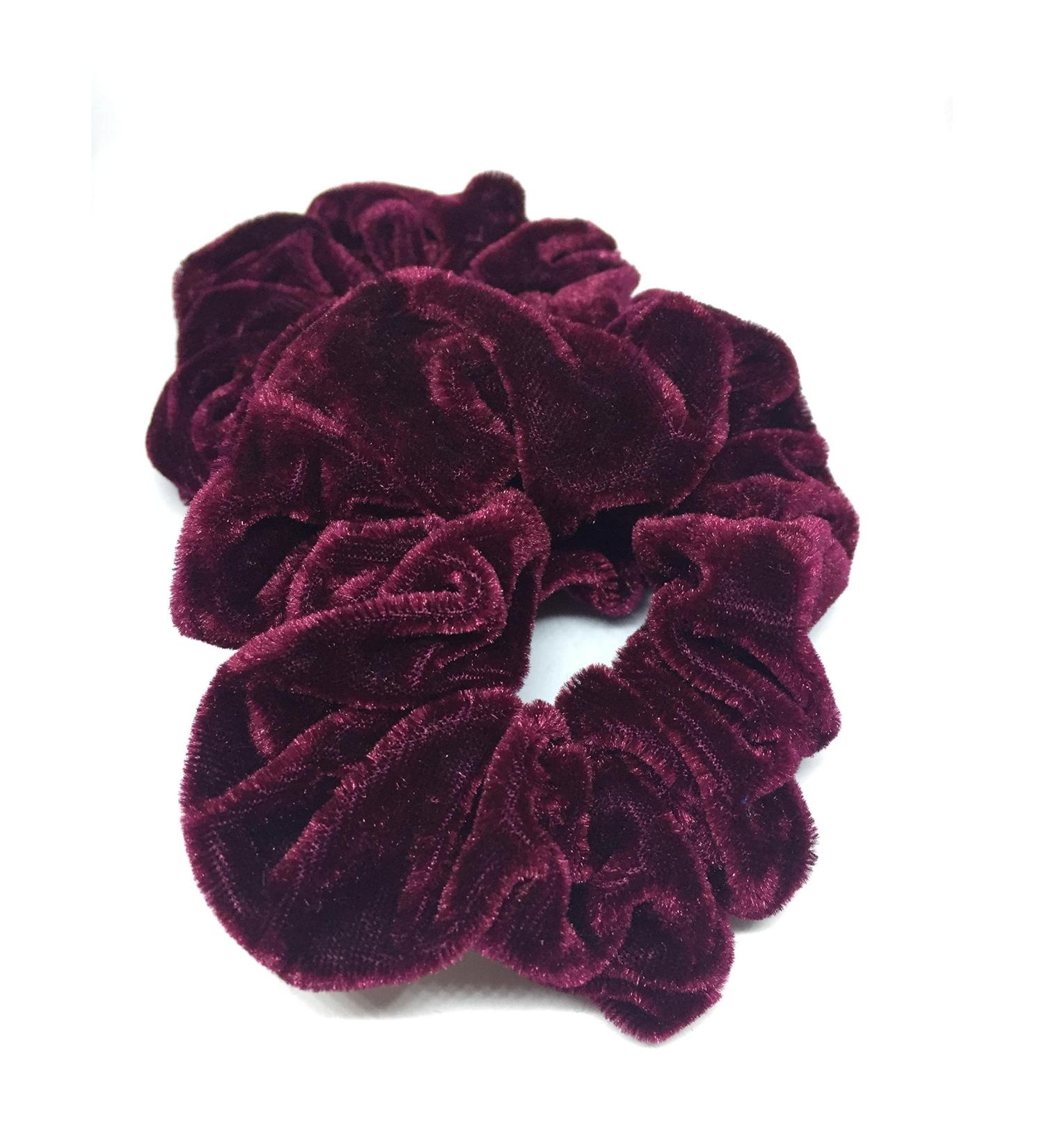 2 x niavida scrunchie velvet hair tie BORDEAUX-RED hair tie diameter approx. 10.5 cm
