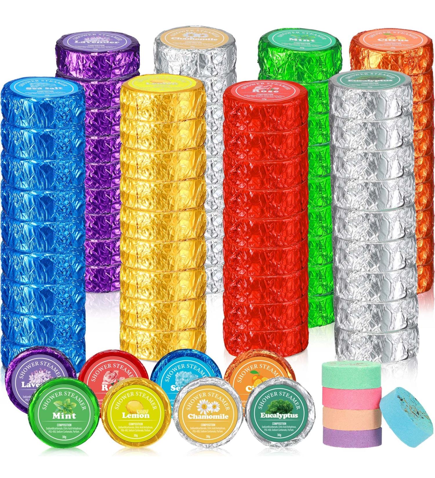 72 Pcs Aromatherapy Shower Steamers - Assorted Scents with Essential Oils | Individually Wrapped Bath Bombs for Self Care, Relaxation, Spa Day - Perfect Gift for Women, Men | Birthday, Wedding - Buy Online on GoSupps.com
