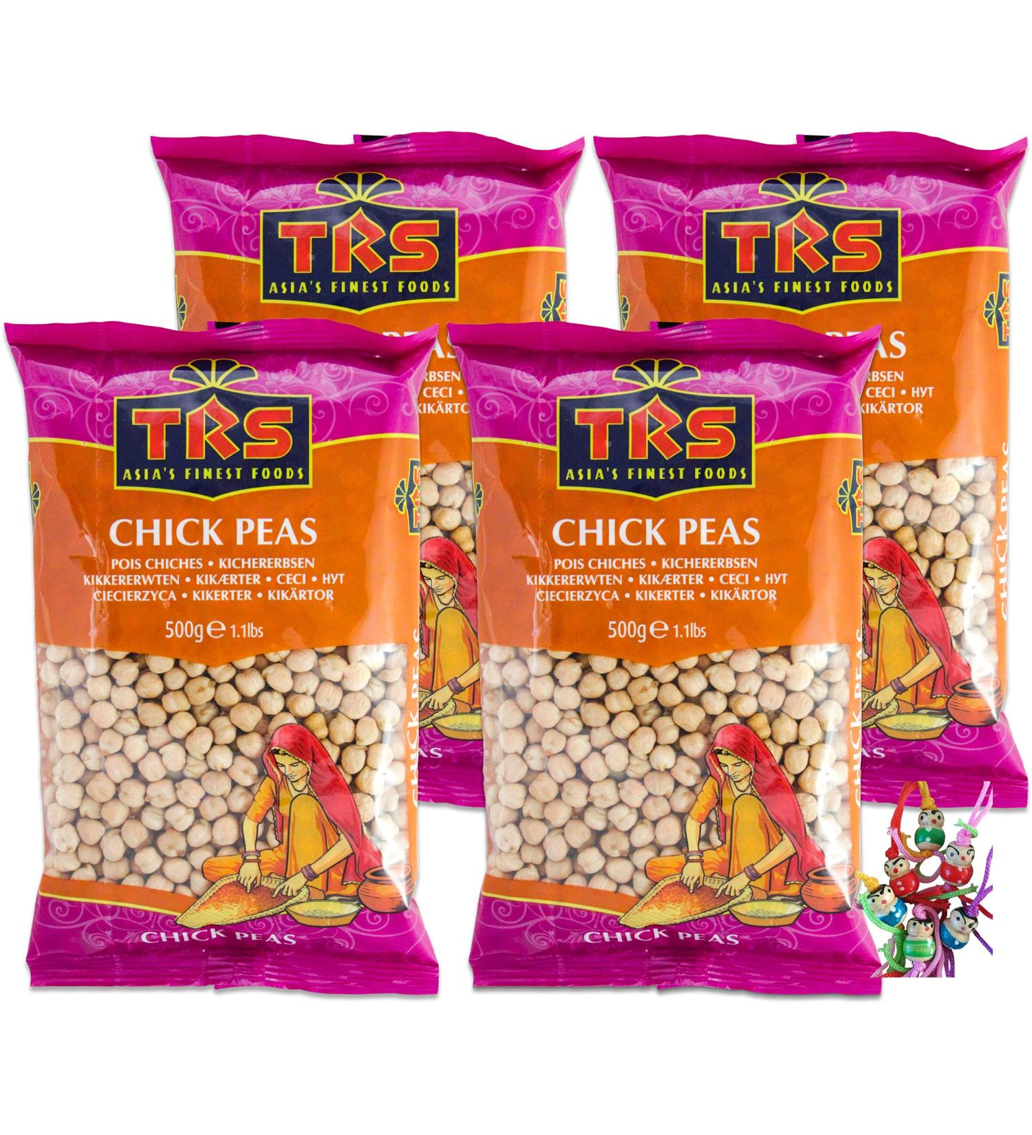 yoaxia - Pack of 4 - 4x 500g TRS chickpeas / dried pulses / chick peas + a small lucky charm for free
