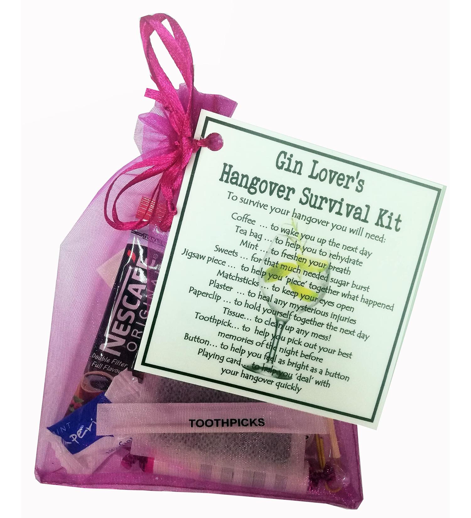 SMILE GIFTS UK Gin Lover's Hangover Survival Kit Gift (Novelty Party favour birthday hangover gift beer gift drinking gift stocking filler secret santa novelty hangover gift) 13 x 18cm