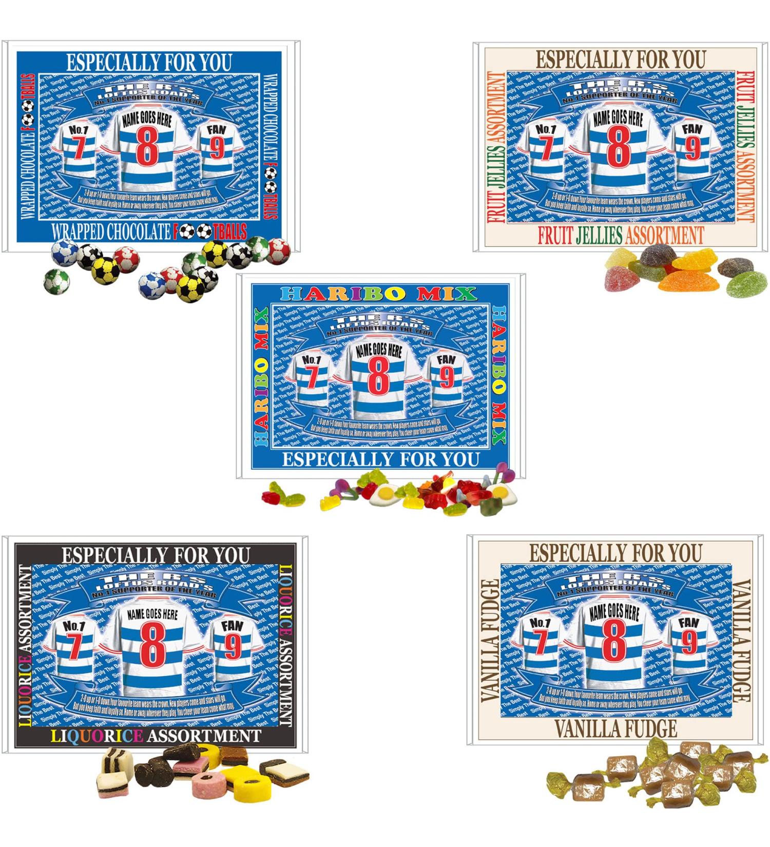 Queens PR Football Shirt Personalised Gift Boxed Sweets Variety - Buy Online on GoSupps.com