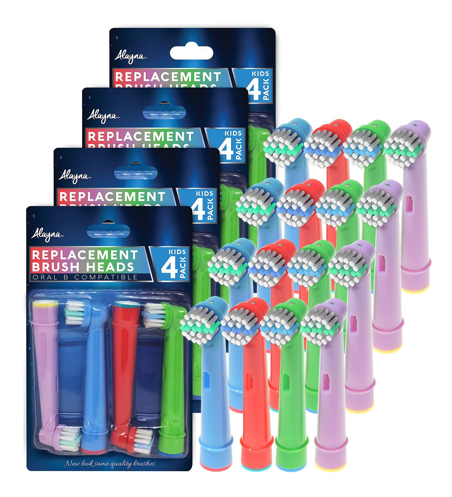 16-Pack Kids Colorful Toothbrush Heads for Oral B Braun Electric Base - Soft Bristles, Compatible with Oral B Pro 1000, Triumph, Clean Action X Cross + More - Buy Online on GoSupps.com