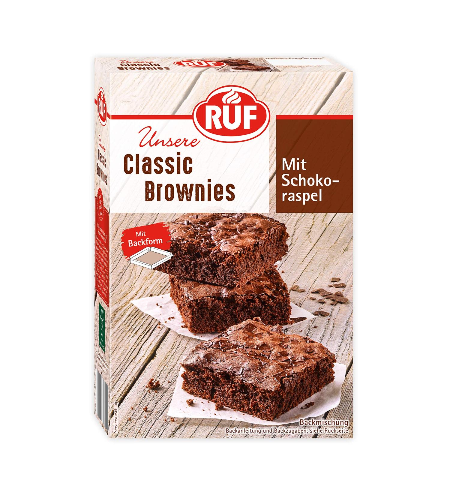 Ruf American Chocolate Brownies - Juicy Vegan 8 Pack with Baking Pan & Recipe Tips for Cheesecake Brownies - Buy Online on GoSupps.com