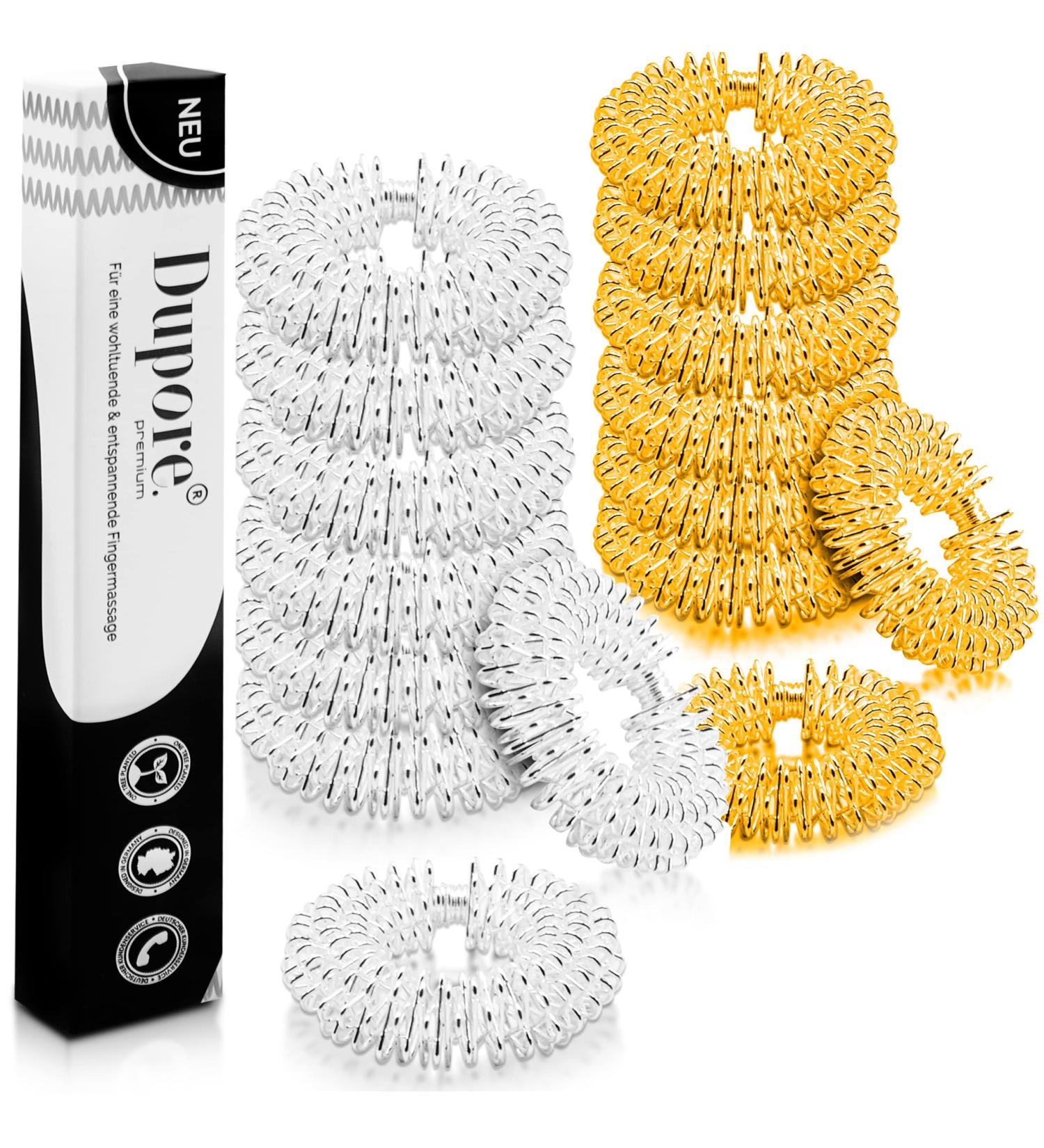 Buy Dupore Premium Acupressure Ring 14er Set | Stress Relief Finger Massage Rings - Gold & Silver - Novelry 2024 - Buy Online on GoSupps.com