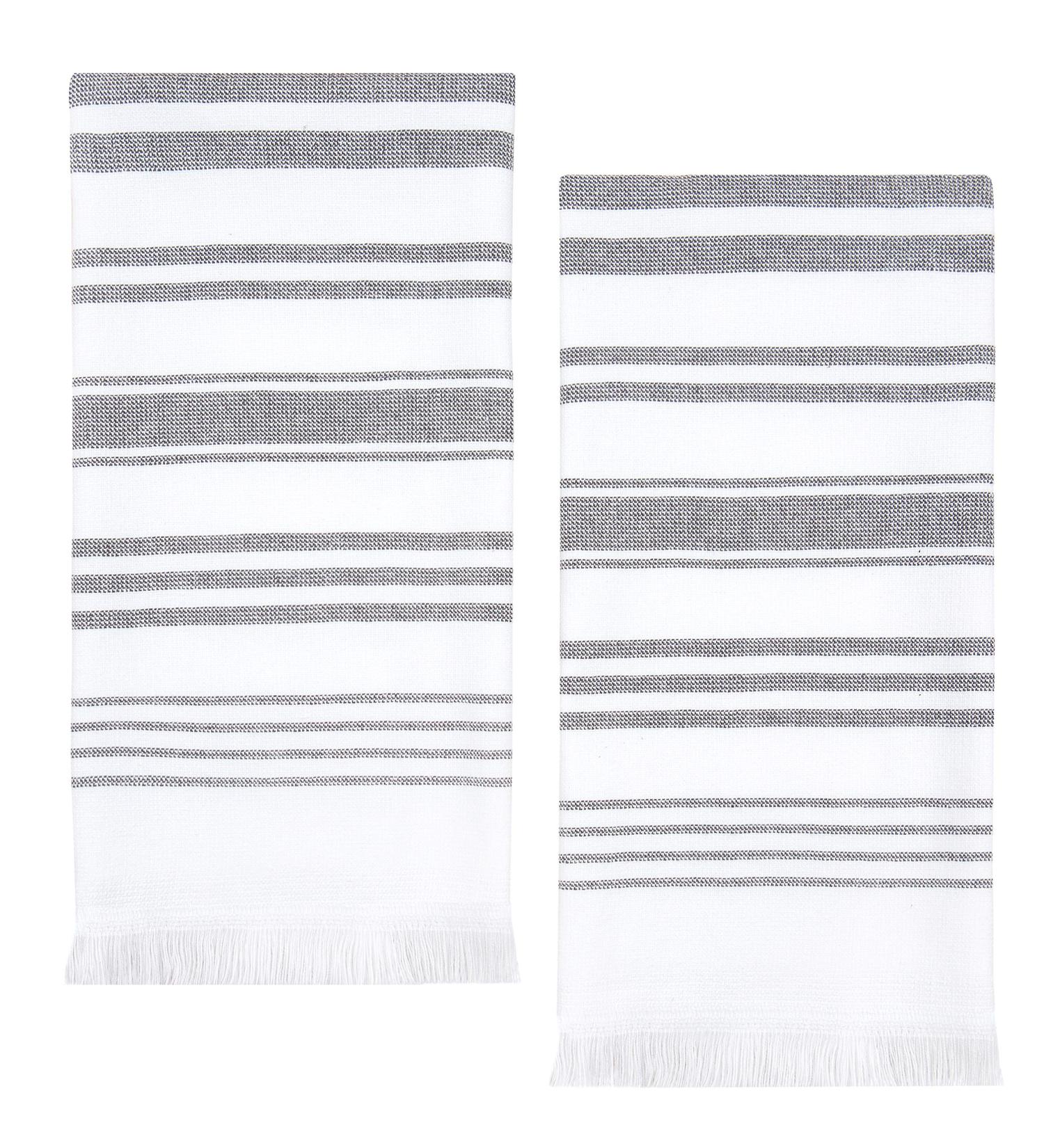 Sticky Toffee Cotton White Hand Towels Set - Soft & Absorbent Gray Striped Bath Towels - Oeko-Tex Certified, Quick-Drying - 28x16 - Reusable - Buy Online on GoSupps.com