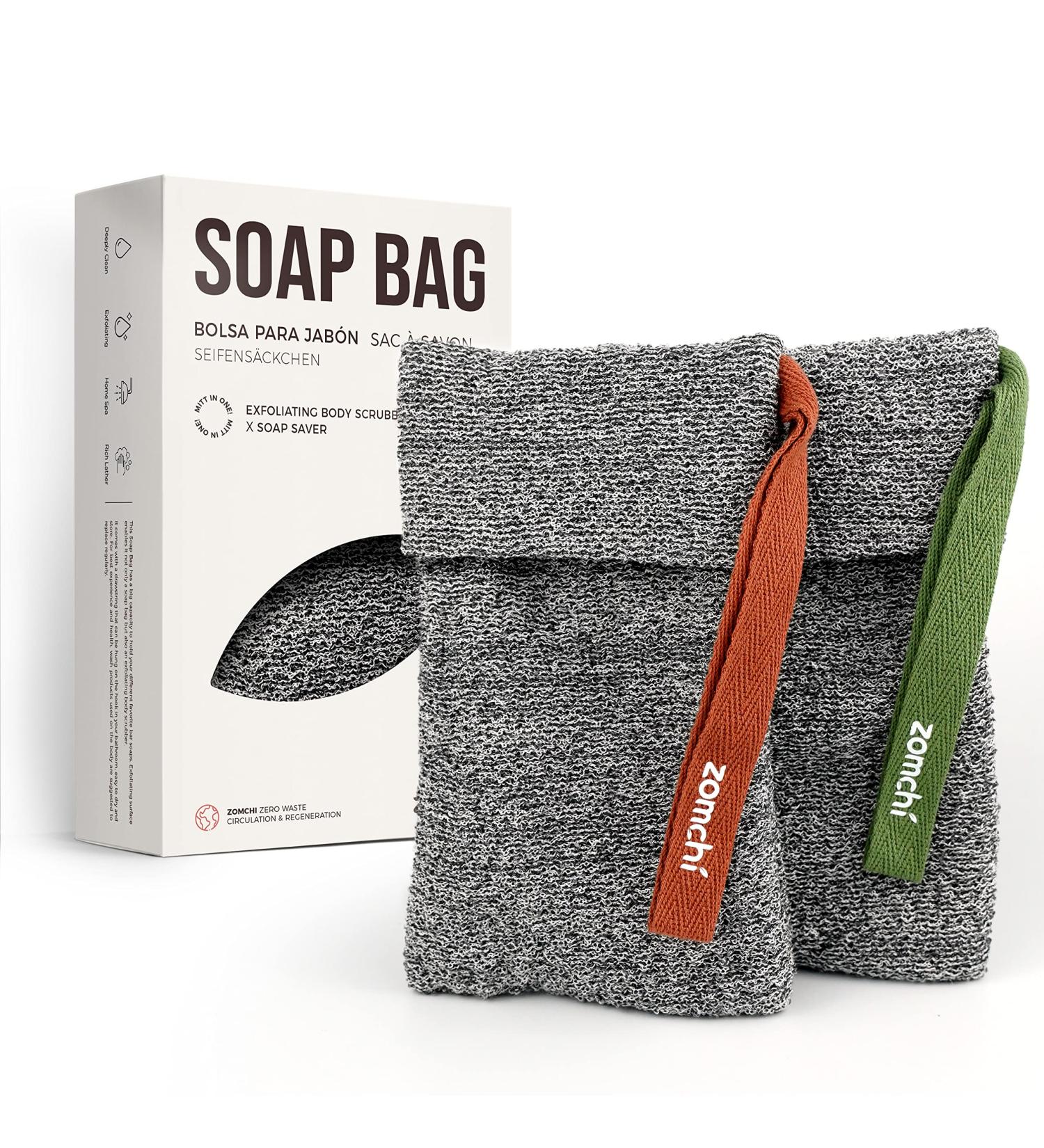 ZOMCHI 2 Pack Soap Bag for Deep Exfoliation - Dark Gray Soap Savers for Bar Soap in Shower - Buy Online on GoSupps.com