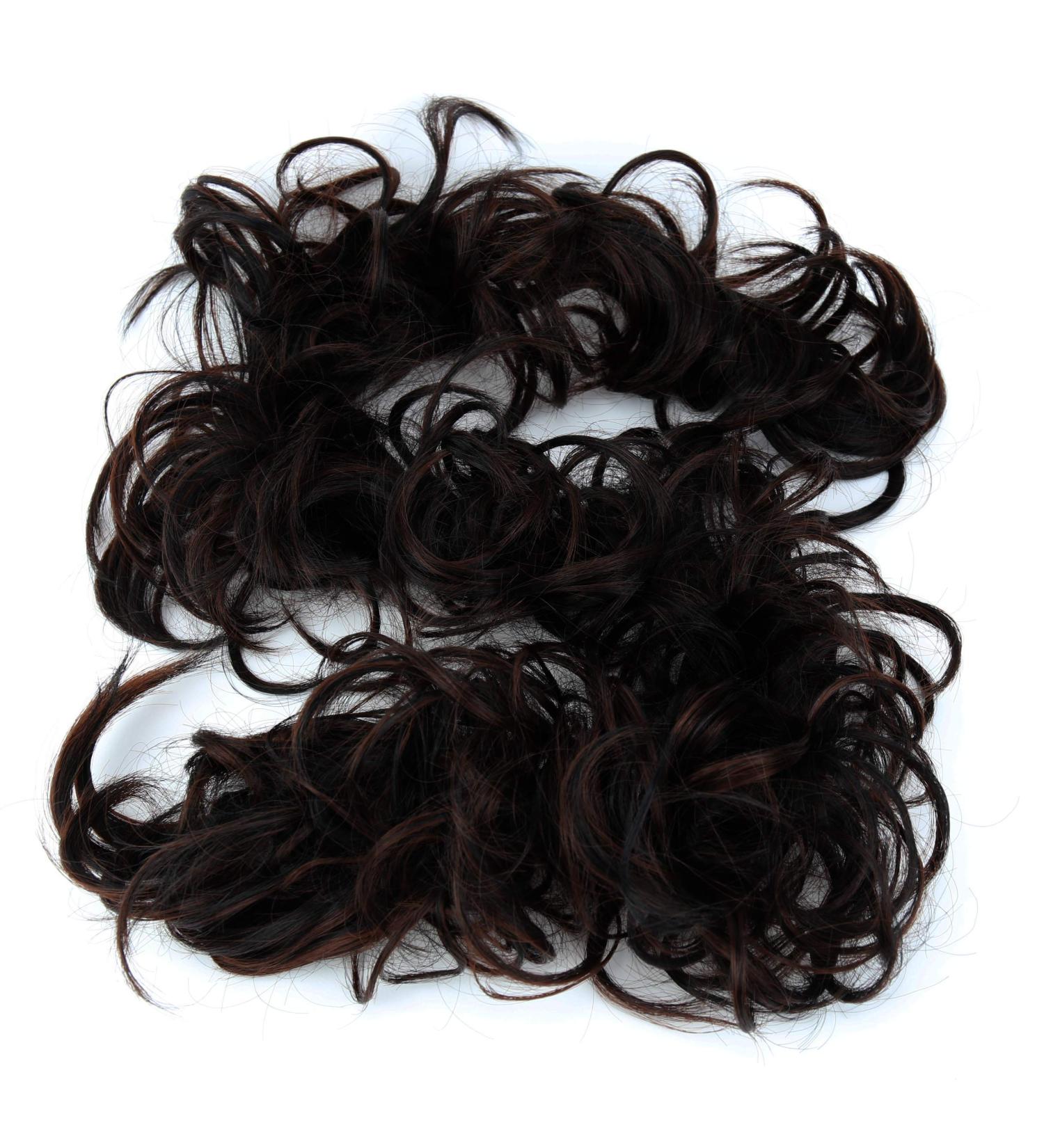 CAISHA XXL Voluminous Curly Messy Bun Hairpiece Scrunchy Updo for Bridal Hairstyle in Brown Black Mix - HW37 - Buy Online on GoSupps.com