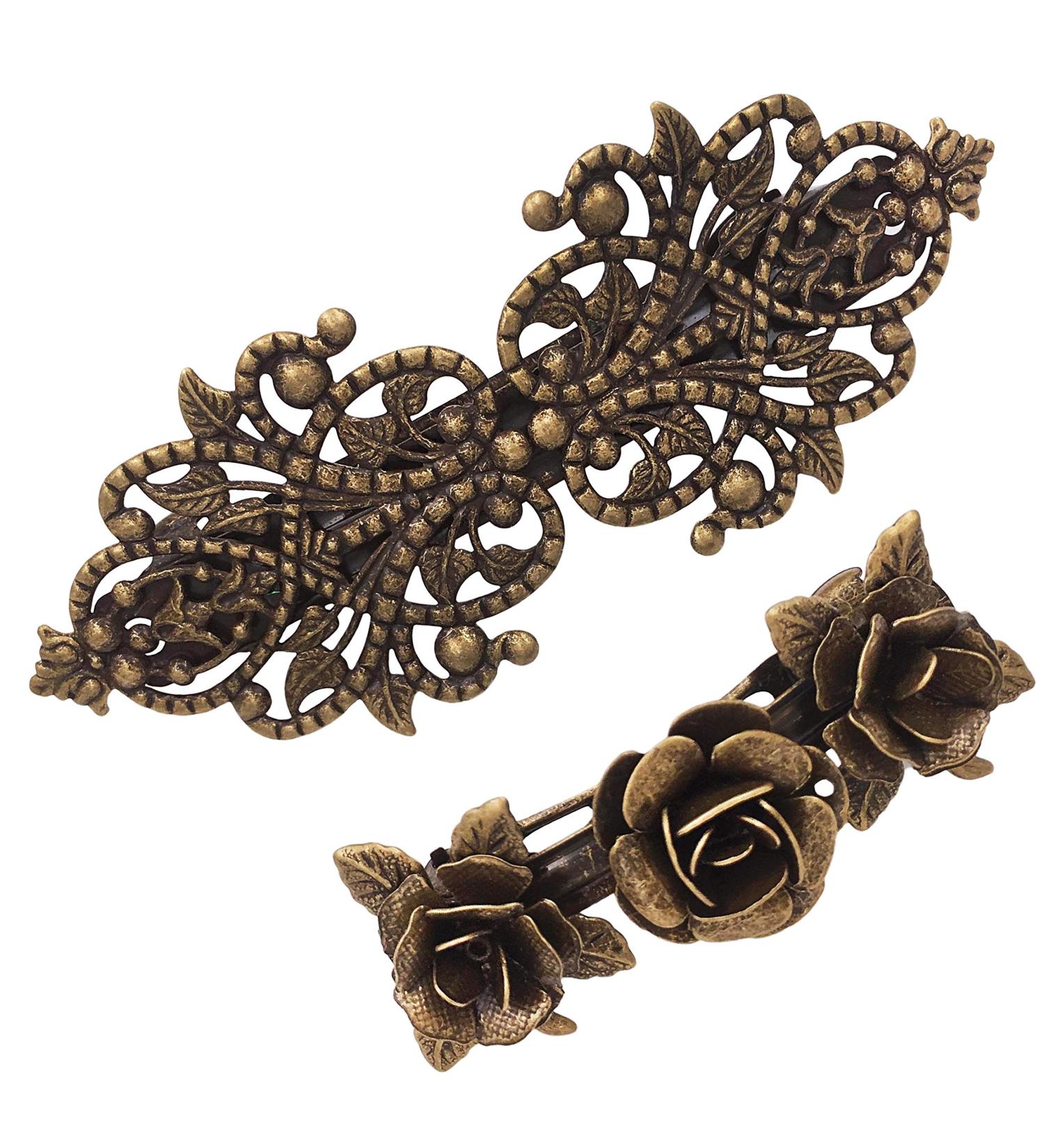 Buy 2 Piece Retro Vintage Metal French Hairpins - Bronze Rose Accessories (1 Pack) | International Shipping Available - Buy Online on GoSupps.com