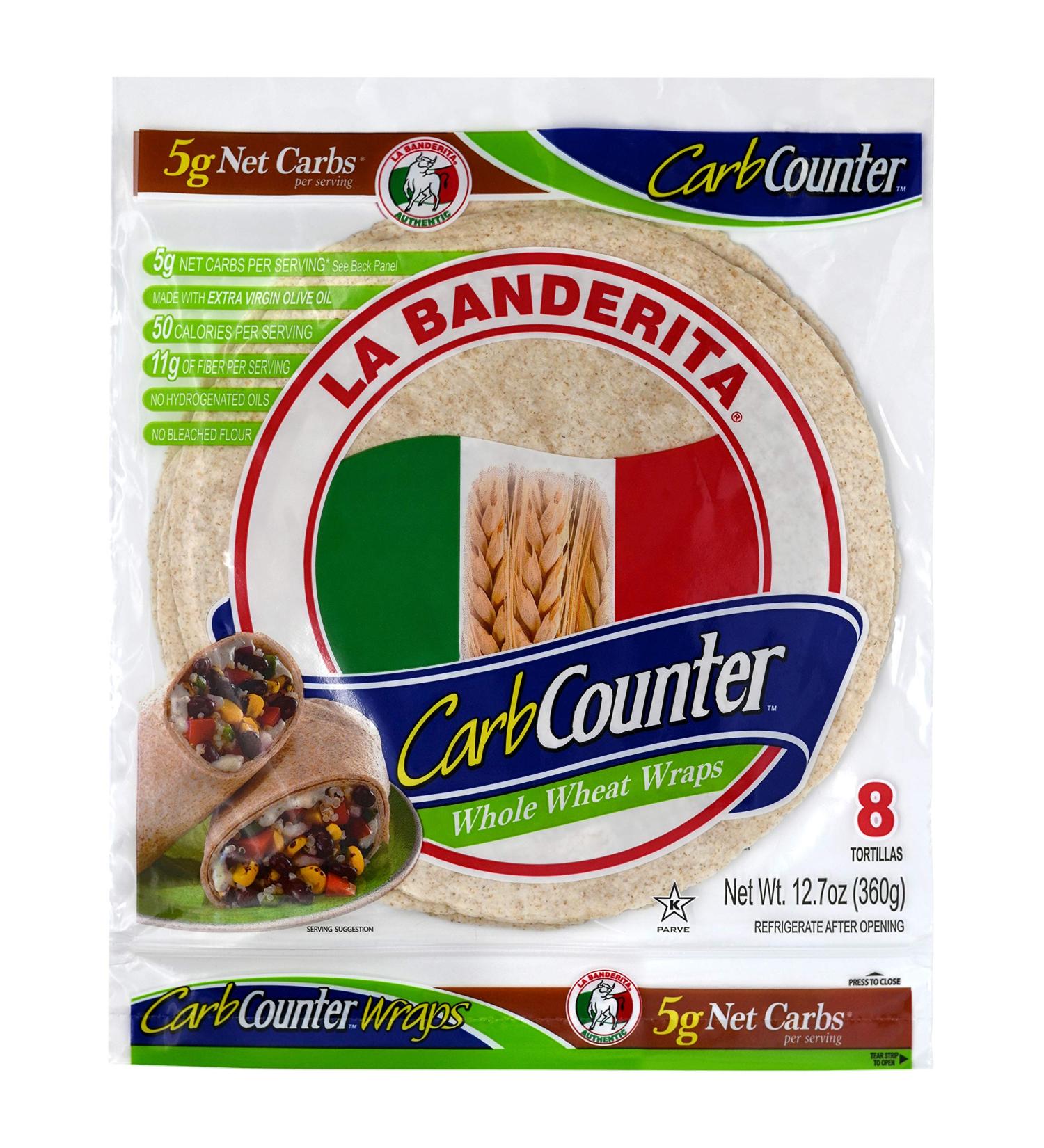 La Banderita Carb Counter Whole Wheat Tortillas - Keto Friendly, Low Carb, 8 Count 12.7oz (4 Pack Case) - Buy Online on GoSupps.com