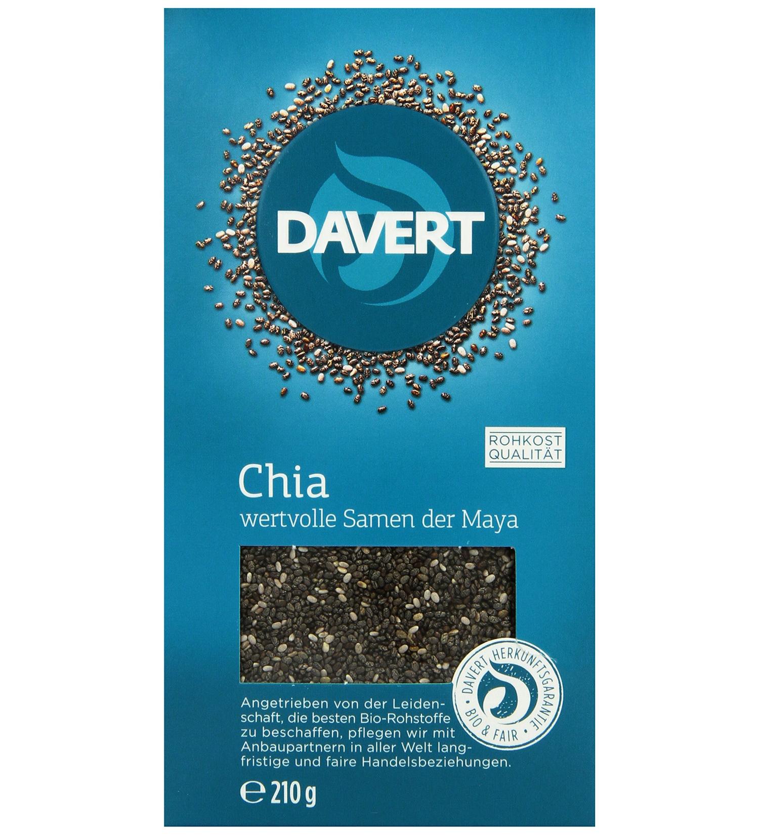 Davert Chia Seeds Pack of 2 (2 x 210 g) - Organic 210 g (Pack of 2)