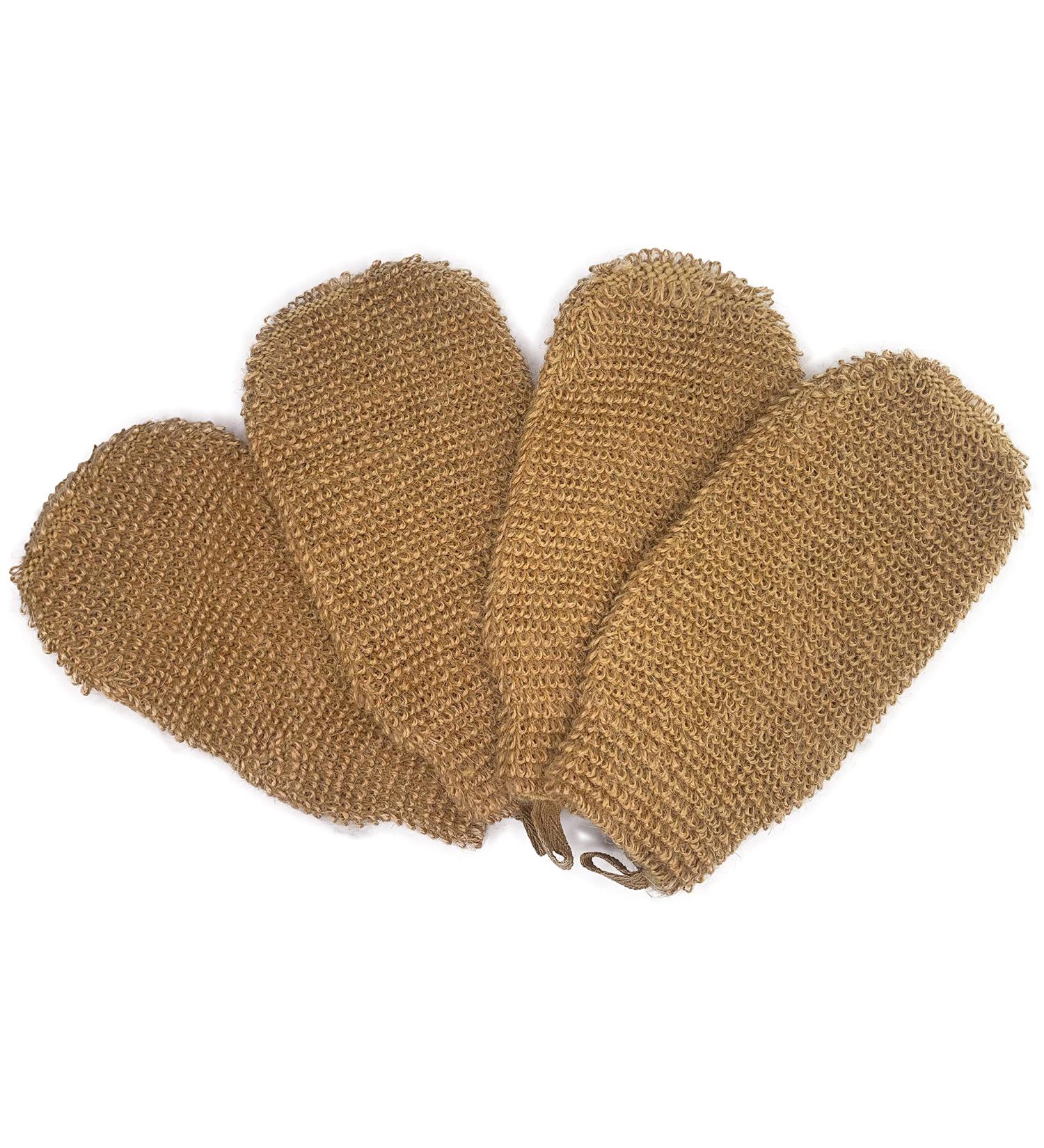 4 Pack Natural Hemp Exfoliating Gloves - Bath Sponge Scrubber for Dead Skin Removal - Deep Clean and Invigorate Your Skin - Machine Washable - Double Sided - Buy Online on GoSupps.com