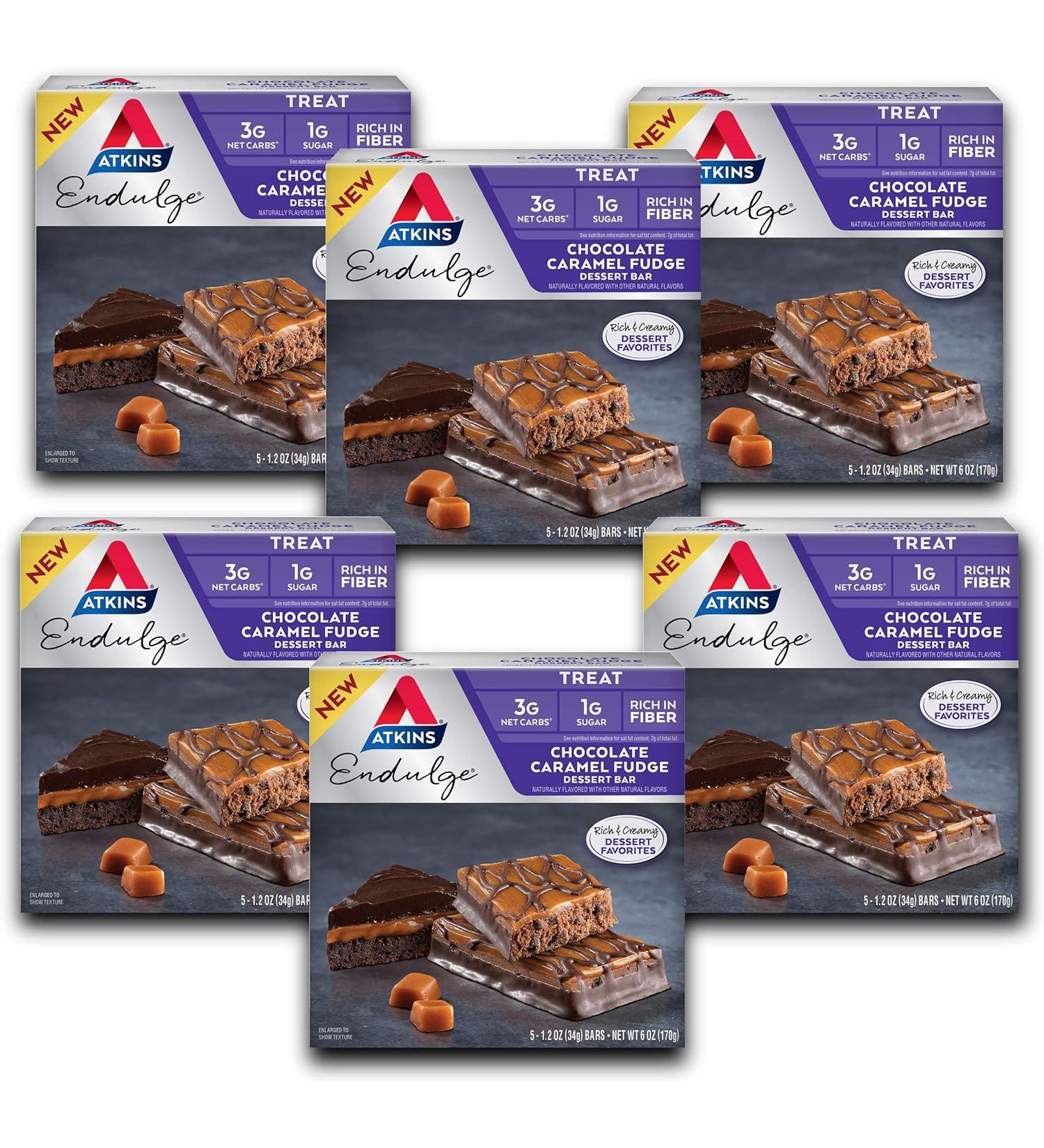 Atkins Endulge Chocolate Caramel Fudge Dessert Bar (30 Bars) - Keto-Friendly - Buy Online on GoSupps.com