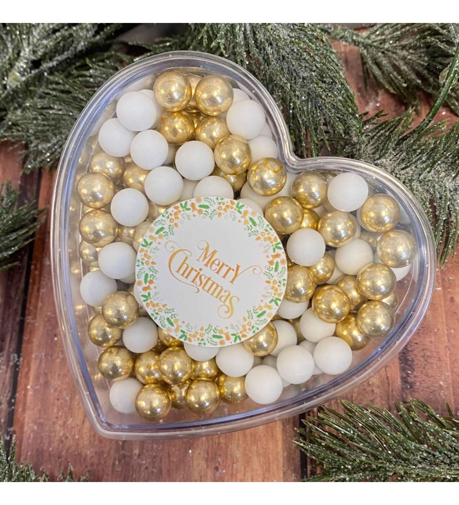  EinsSein EinsSein Christmas Heart Merry Christmas Gift White Gold Chocolate 140g St Nicholas Gift Christmas Gift Chocolate Balls Small Gifts for Christmas - Buy Online on GoSupps.com