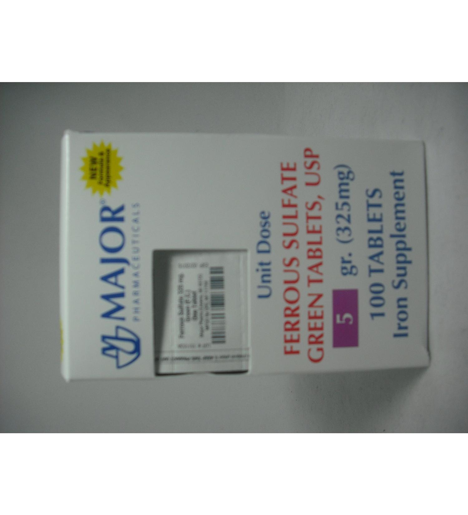 Ferrous Sulfate Green Tablets 325 mg 100tablets