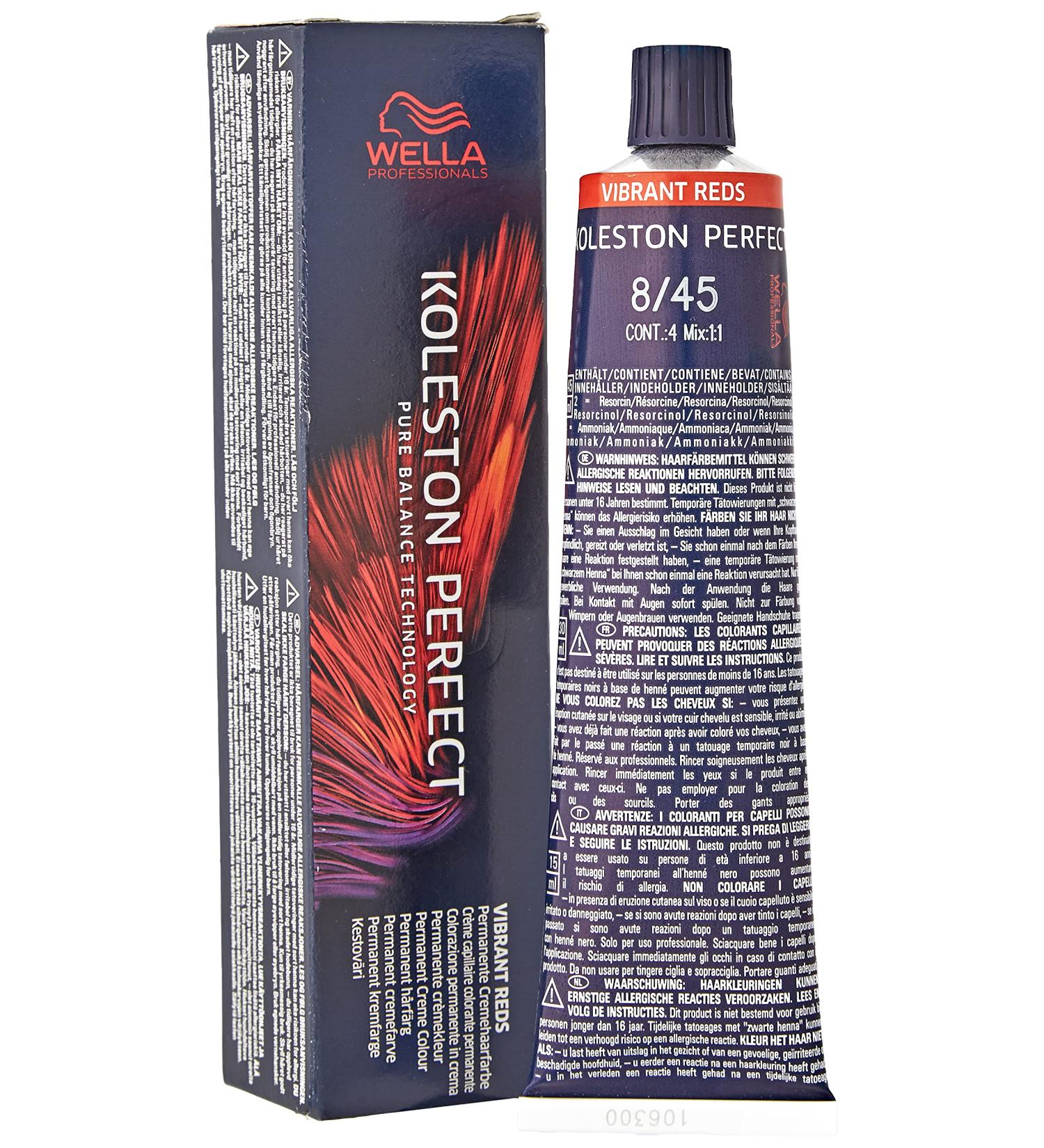 Wella Koleston Perfect ME+ Vibrant Reds 8/45 Light Blonde Red Mahogany Hair Colour 60 ml - Pack of 1 - Buy Online on GoSupps.com