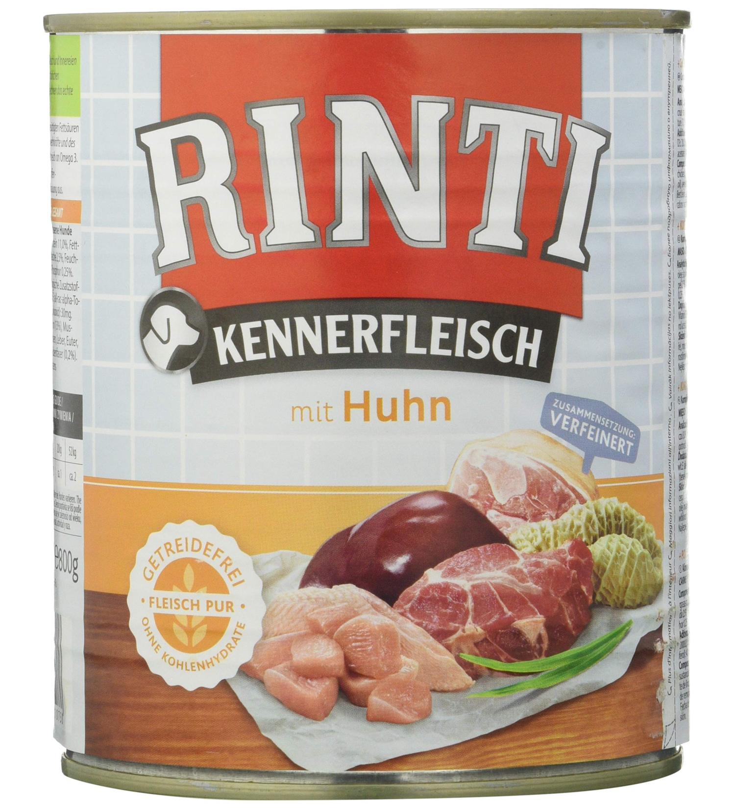 RINTI Kennerfleisch Chicken 12 x 800g - Premium Dog Food High-Quality Chicken International Shipping - Buy Online on GoSupps.com