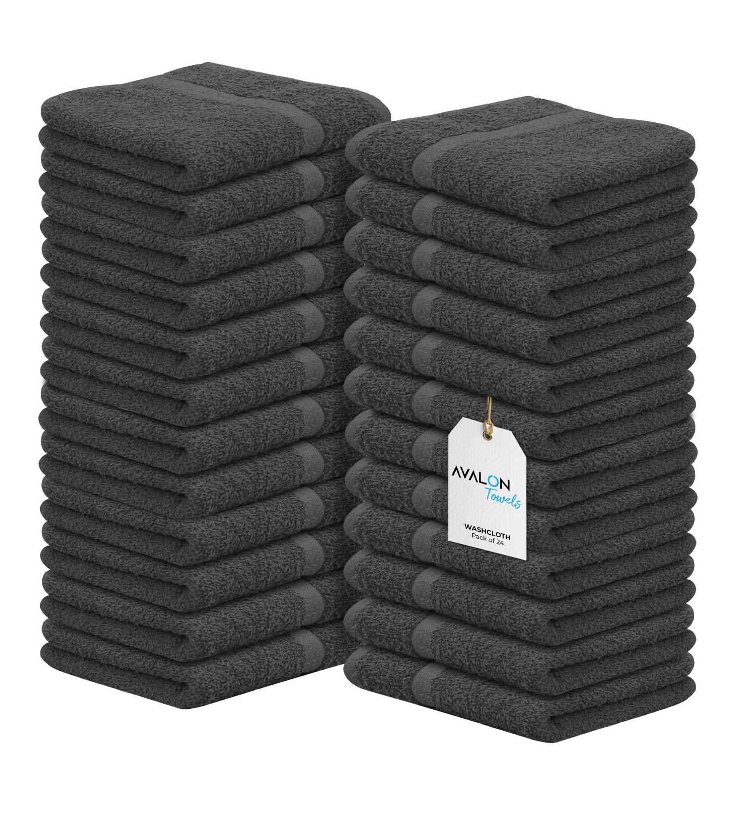 Avalon Towels Cotton Washcloths 12x12 Inches - Pack of 24, Premium Ring Spun Cotton, Super Absorbent & Soft Face Towels - Ideal for Gym, Hotel & Spa, Reusable Multipurpose Towels in Grey - Buy Online on GoSupps.com