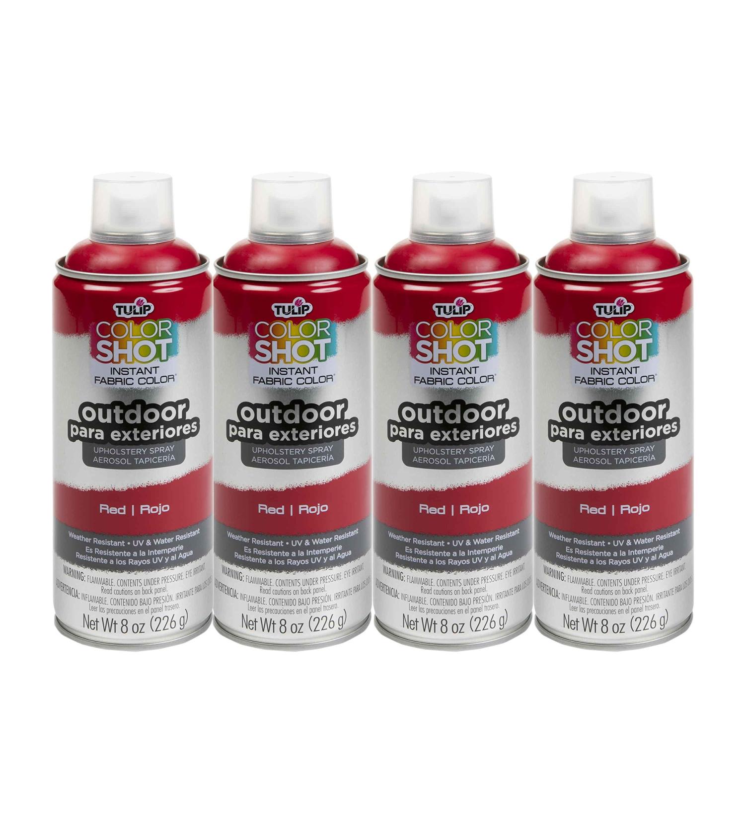 Bulk 4-Pack Red 8 oz Tulip ColorShot Outdoor Upholstery Spray Paint - Long-lasting formula for vibrant results - Buy Online on GoSupps.com