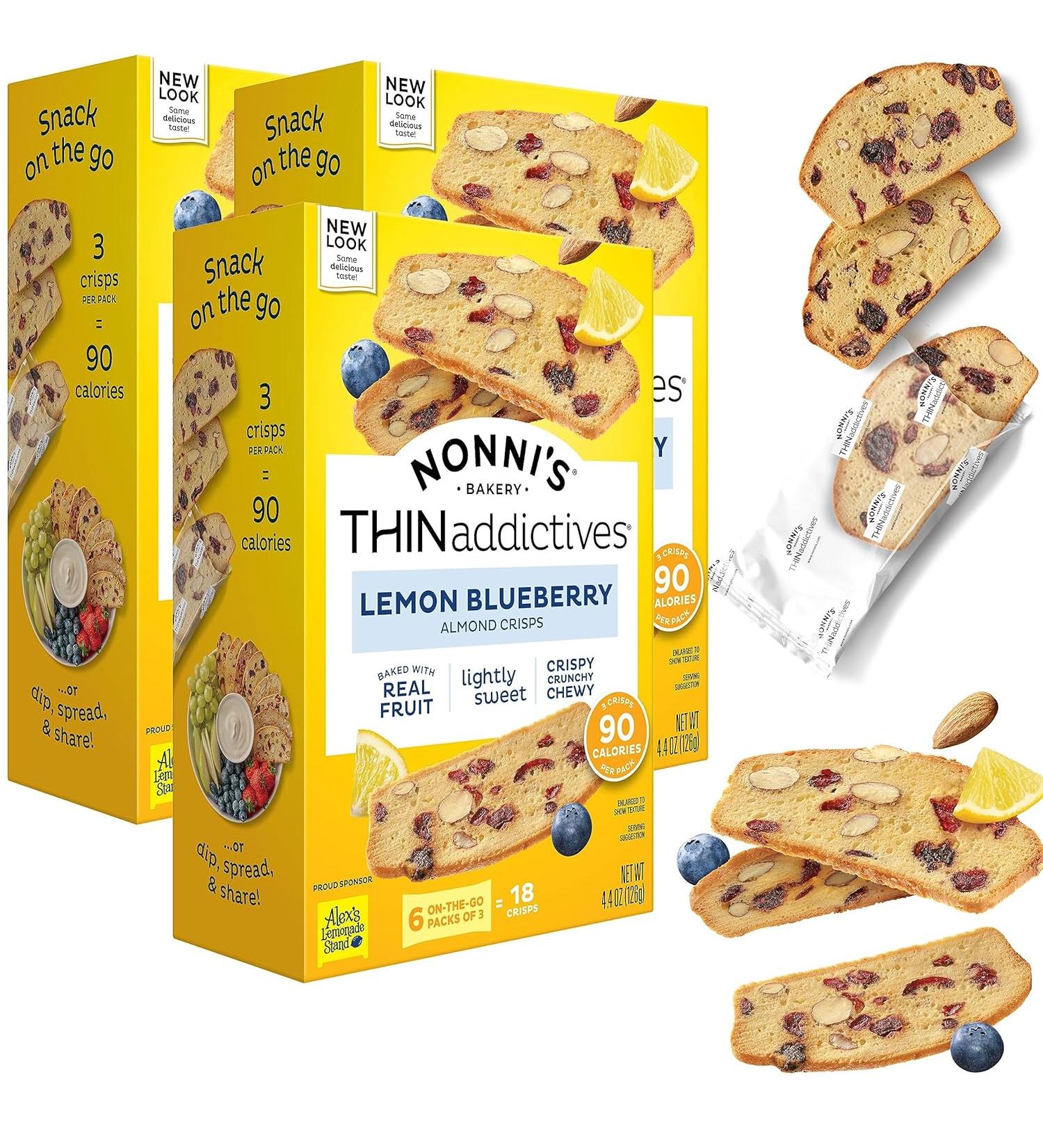 Nonni's THINaddictives Lemon Blueberry Almond Cookies - 4.4 Oz - Pack Of 3 - Buy Online on GoSupps.com