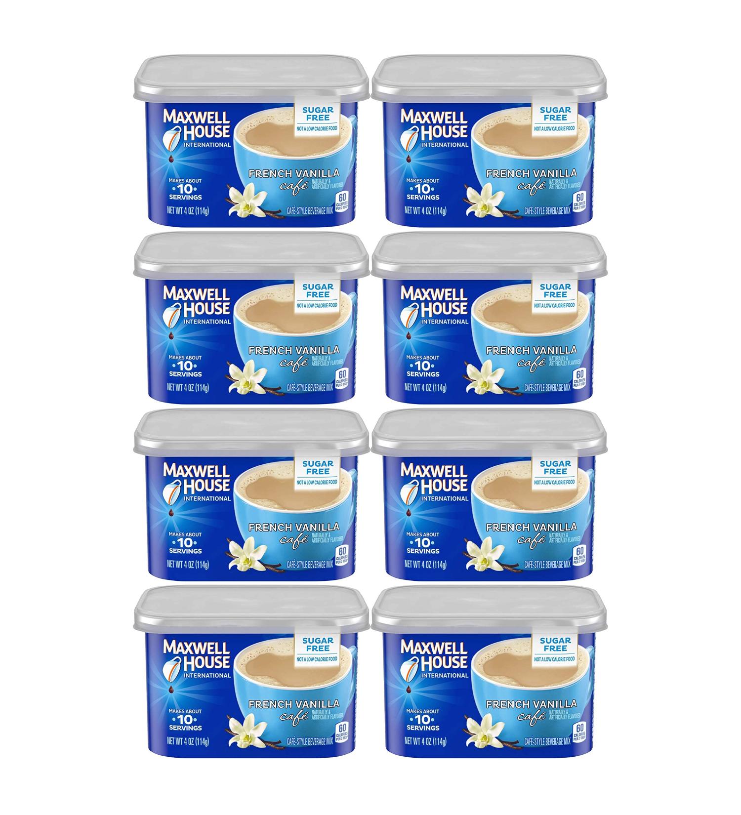 Maxwell House International Cafe French Vanilla Sugar Free 4oz (Pack of 8) - 8 Pack Bundle - Buy Online on GoSupps.com