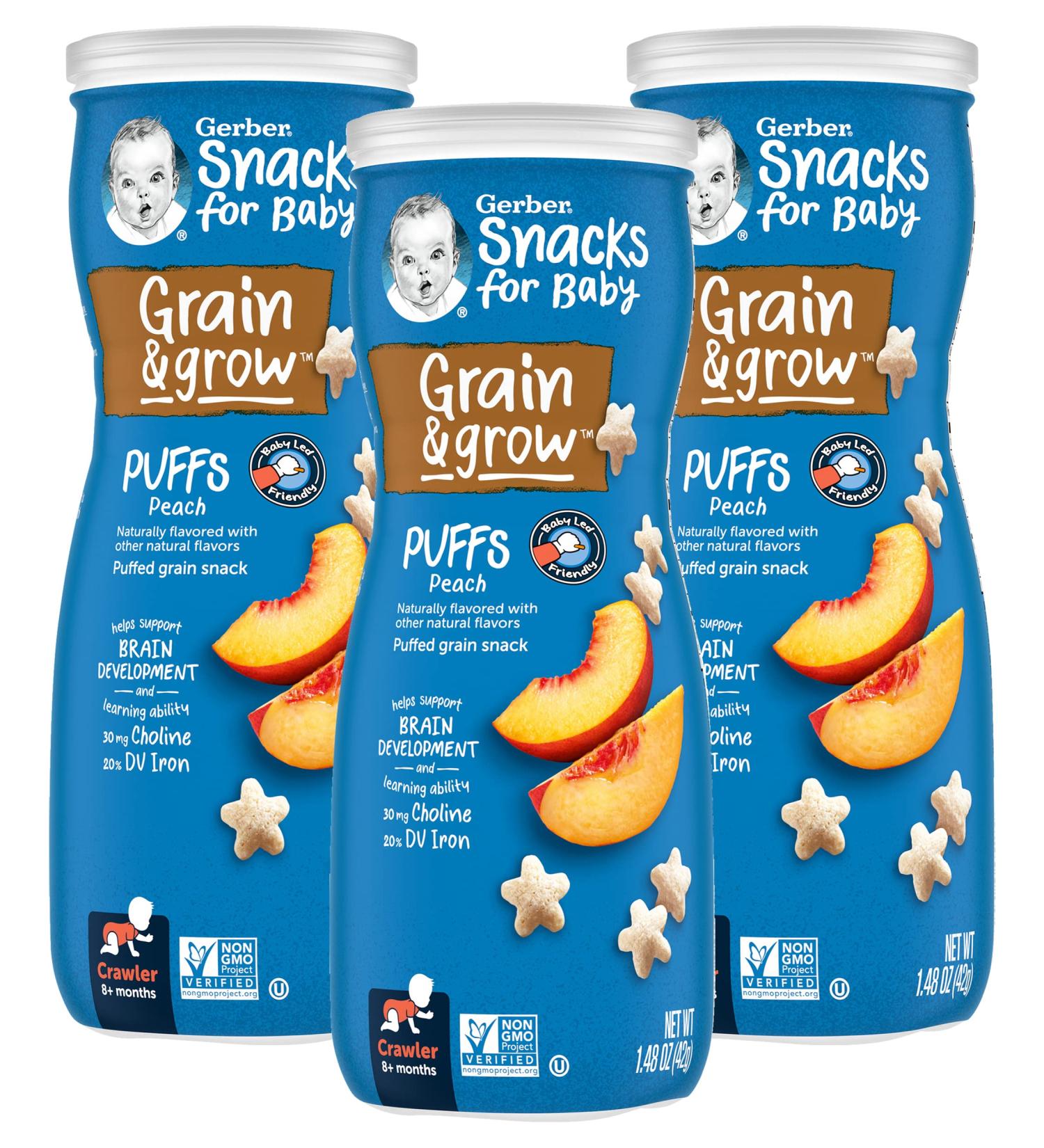 Gerber Puffs Peach Cereal Snack for 8+ Months - 1.48 oz | Baby's First Snack - Buy Online on GoSupps.com