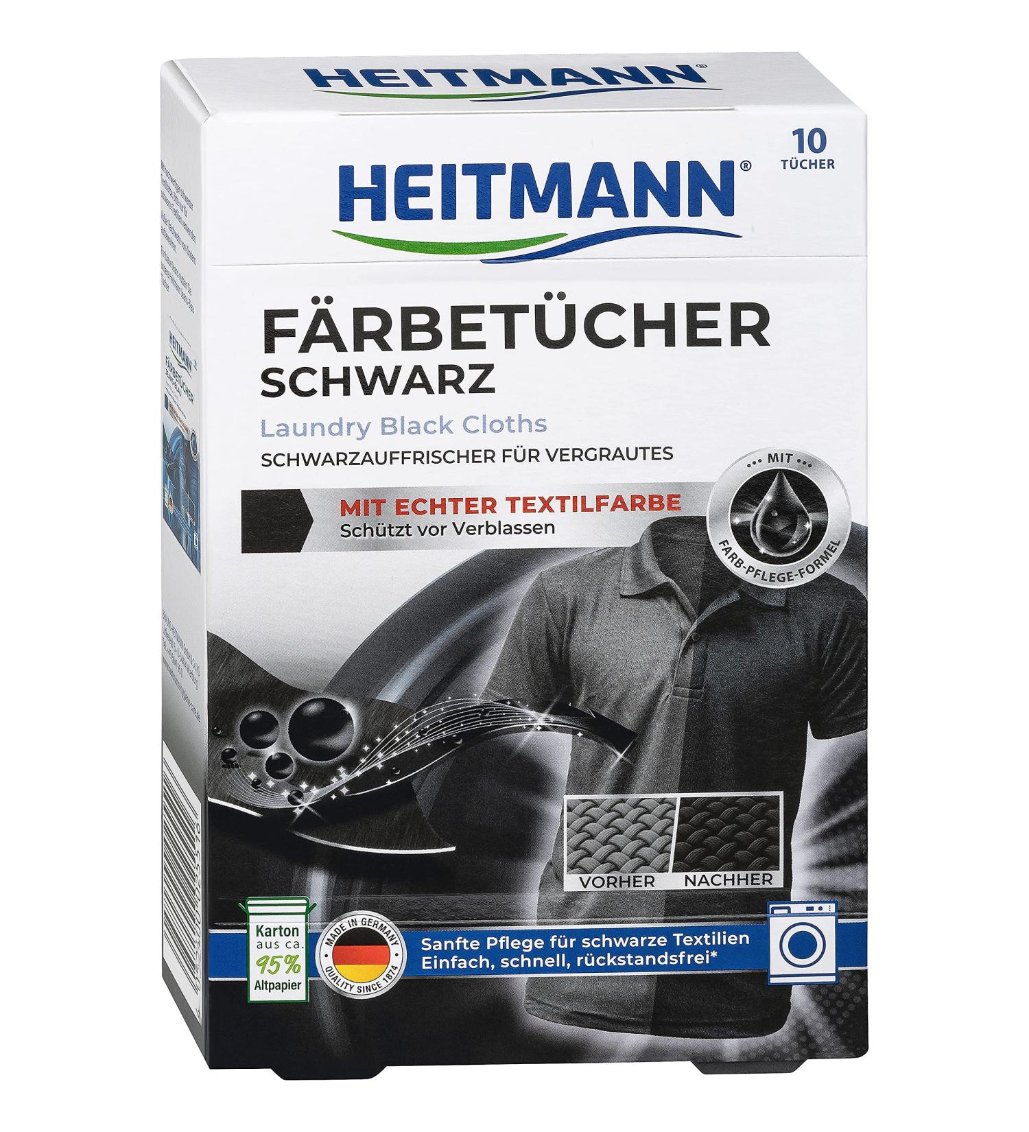 Heitmann Black Cloths - 10 Towels for Color Care & Maintenance of Black Textiles | Residue-Free Washing to Prevent Fading - Buy Online on GoSupps.com